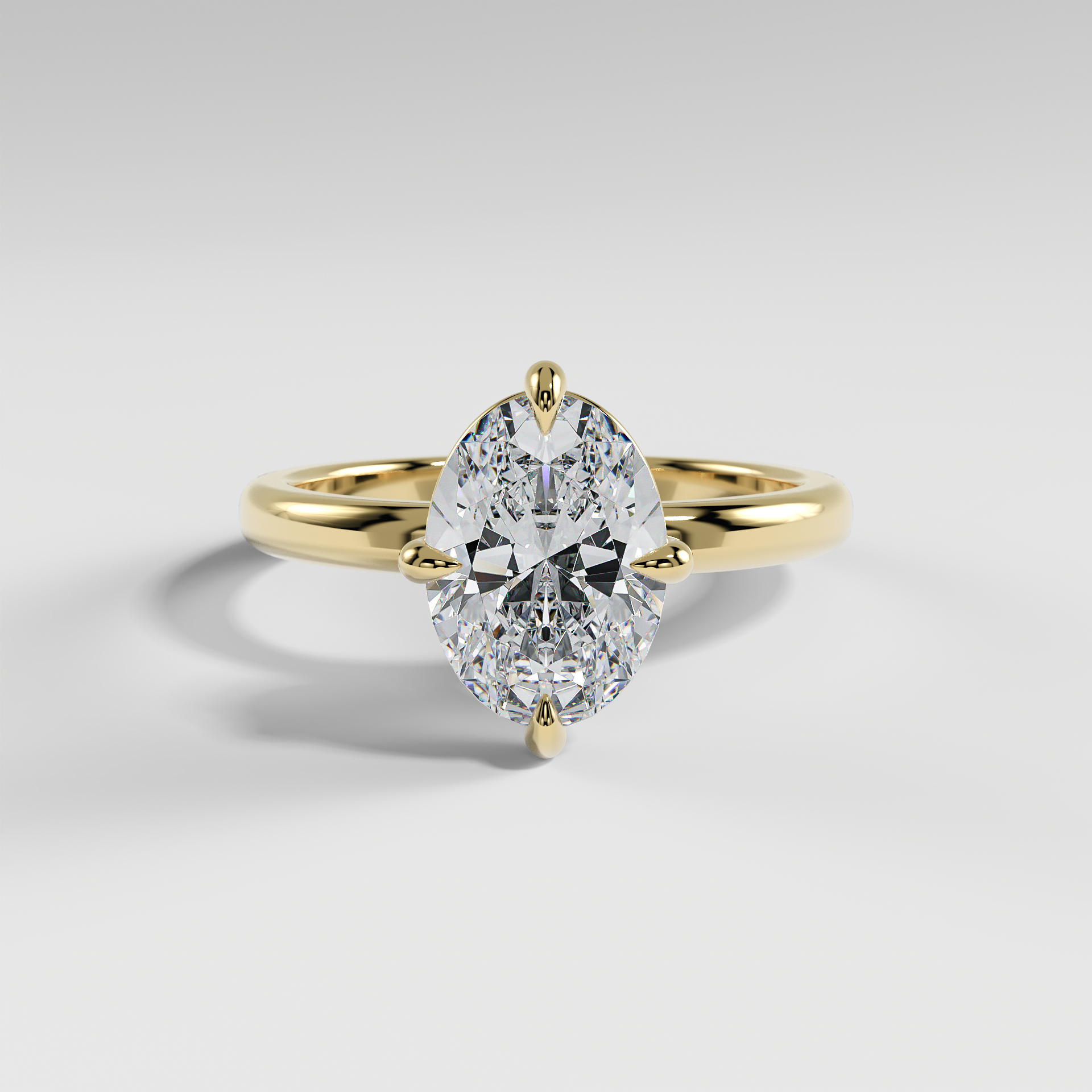 NATALIE - Oval North–South Solitaire Engagement Ring with Polished Band