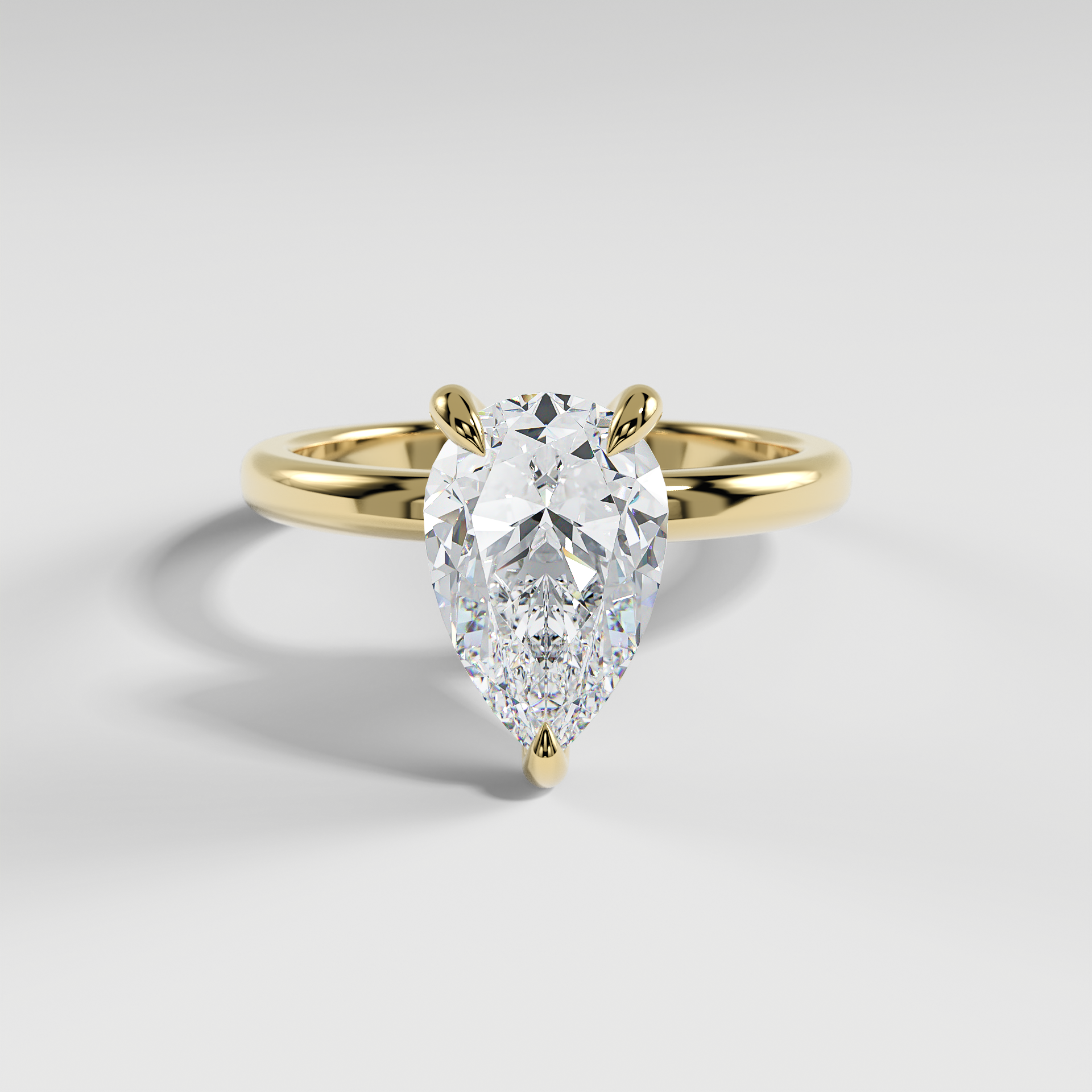 ARIANA - Pear Solitaire Engagement Ring with Polished Band and Open Basket Setting