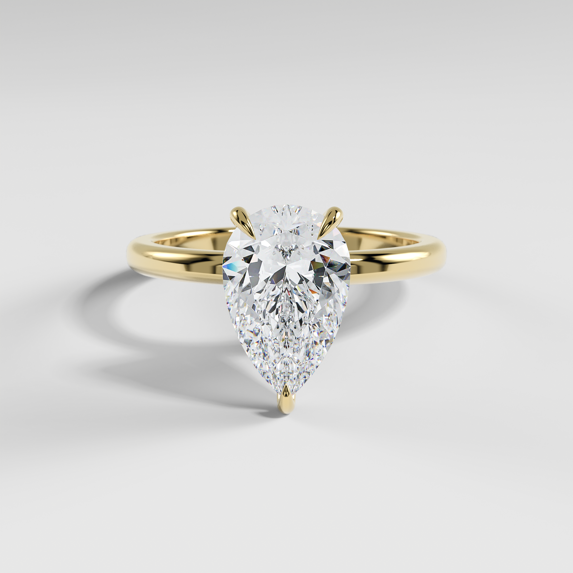 MIA - Pear Solitaire Engagement Ring with Polished Band