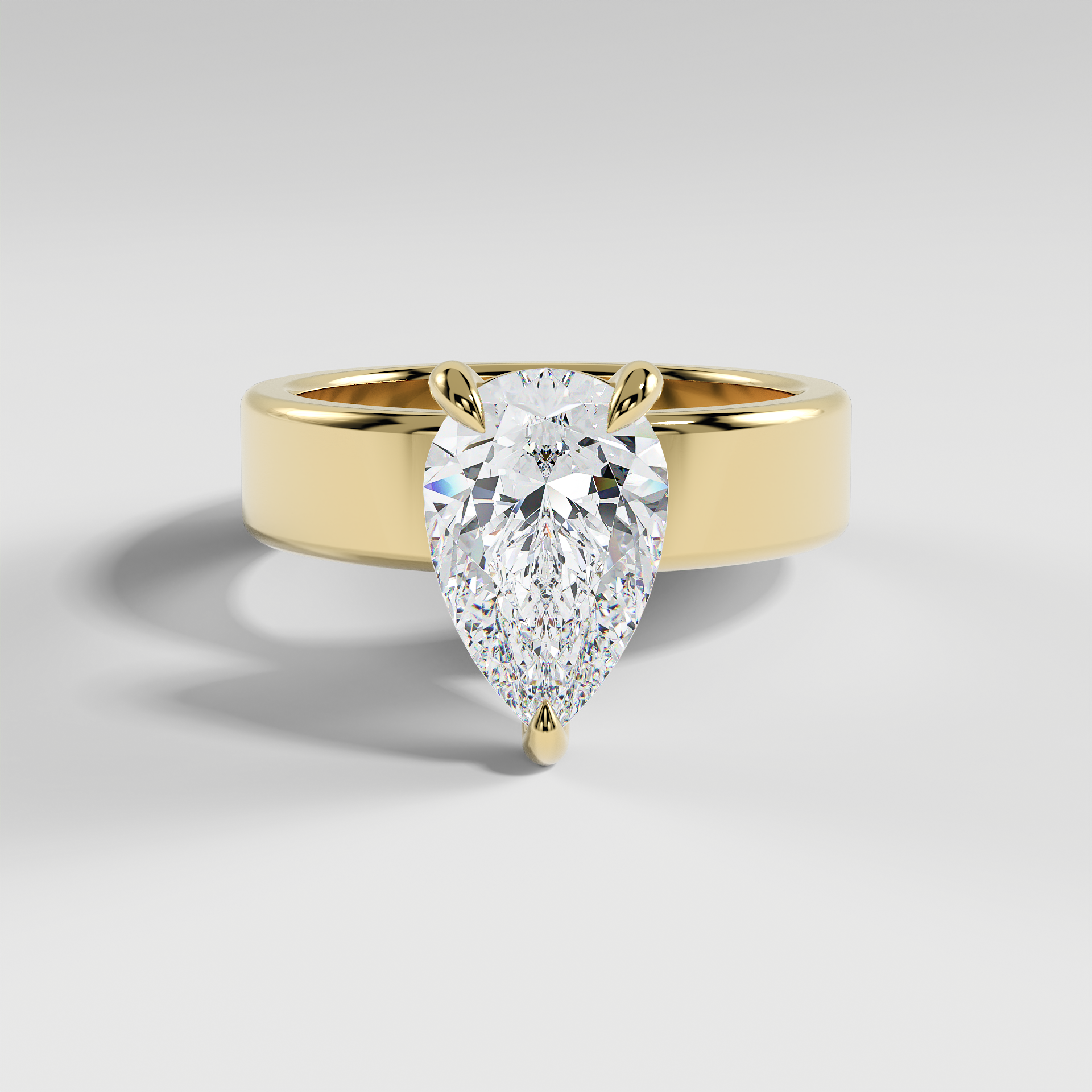 SARAH - Pear 5mm Flat Solitaire Engagement Ring with Polished Band