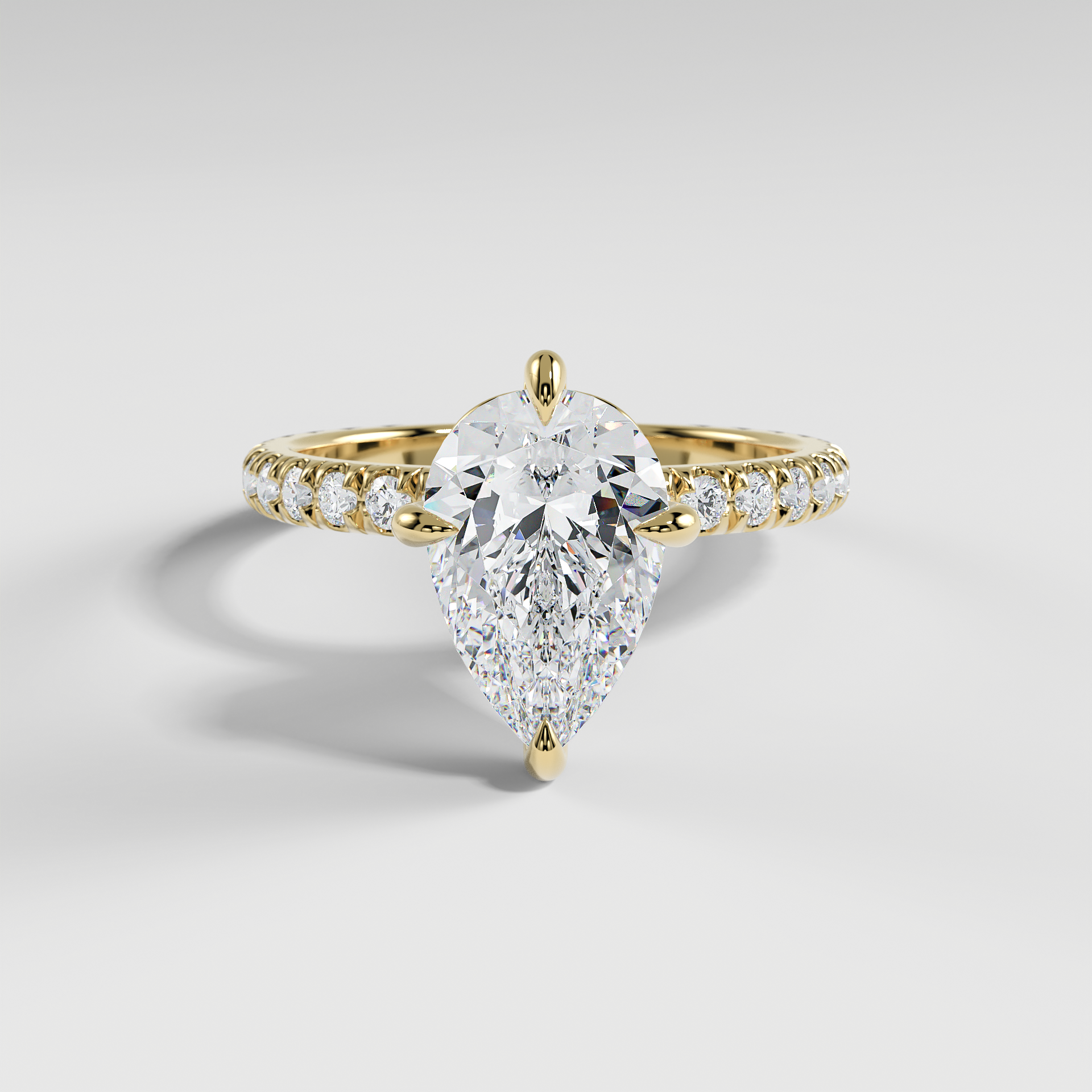 ANNA - Pear North–South Solitaire Engagement Ring with Pavé Diamond