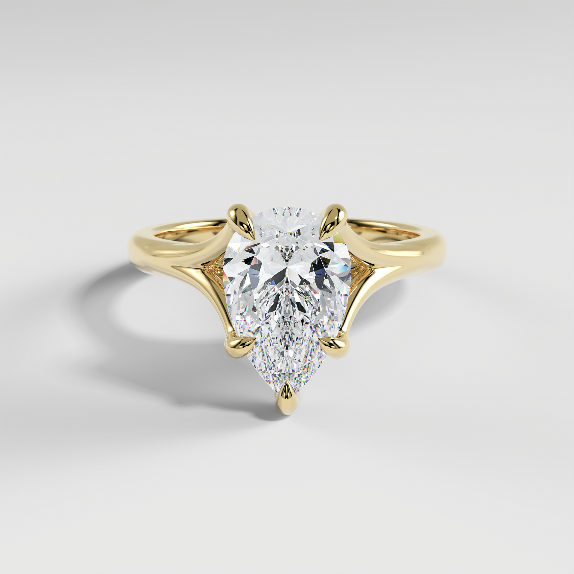 VIVIAN - Pear Solitaire Engagement Ring with Polished Split Band