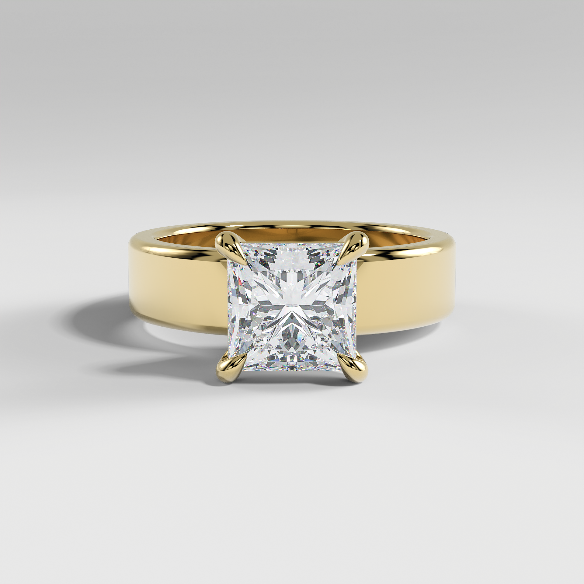 SARAH - Princess 5mm Flat Solitaire Engagement Ring with Polished Band