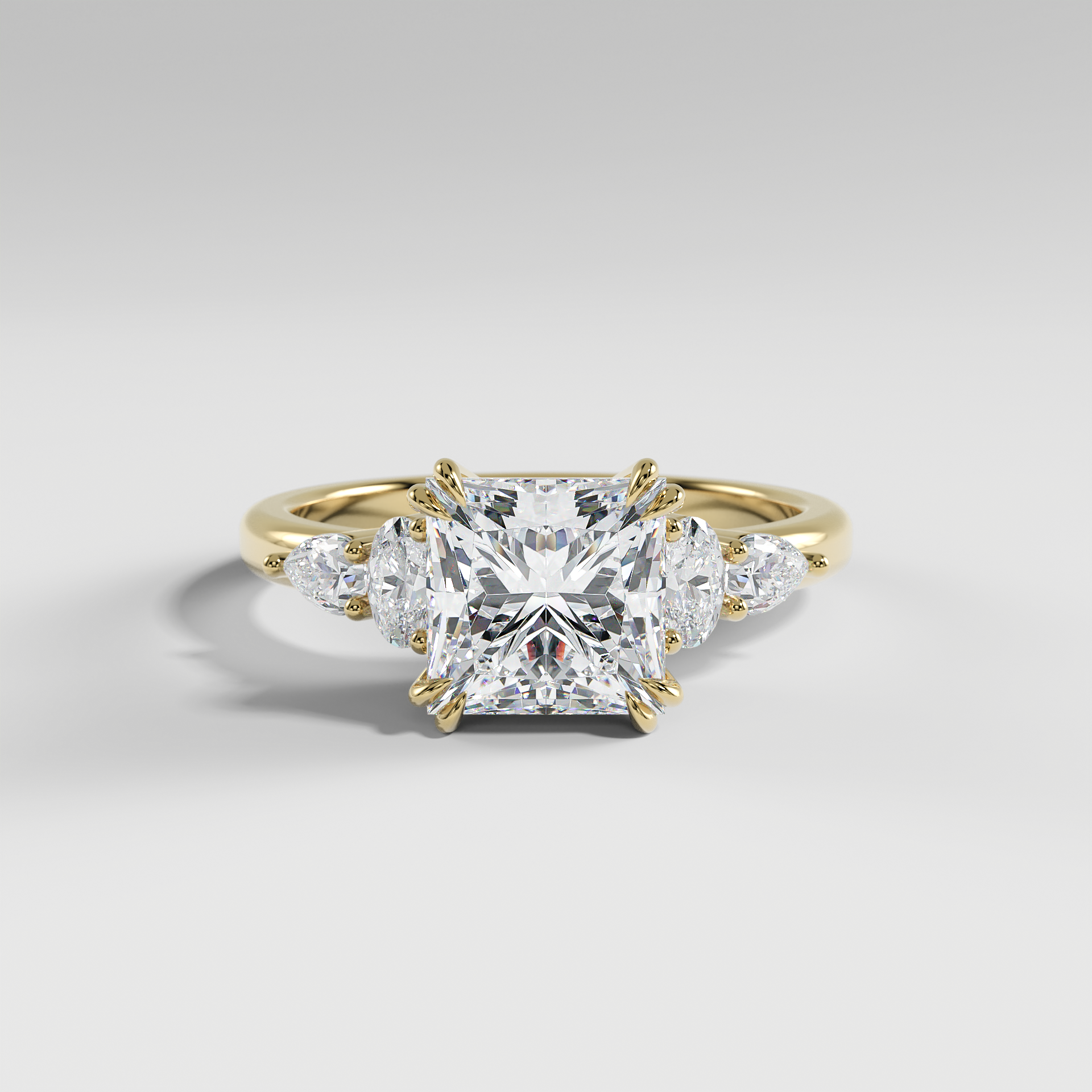 WILLOW - Princess Five-Stone Diamond Ring with Oval & Pear Side Stones and Polished Band