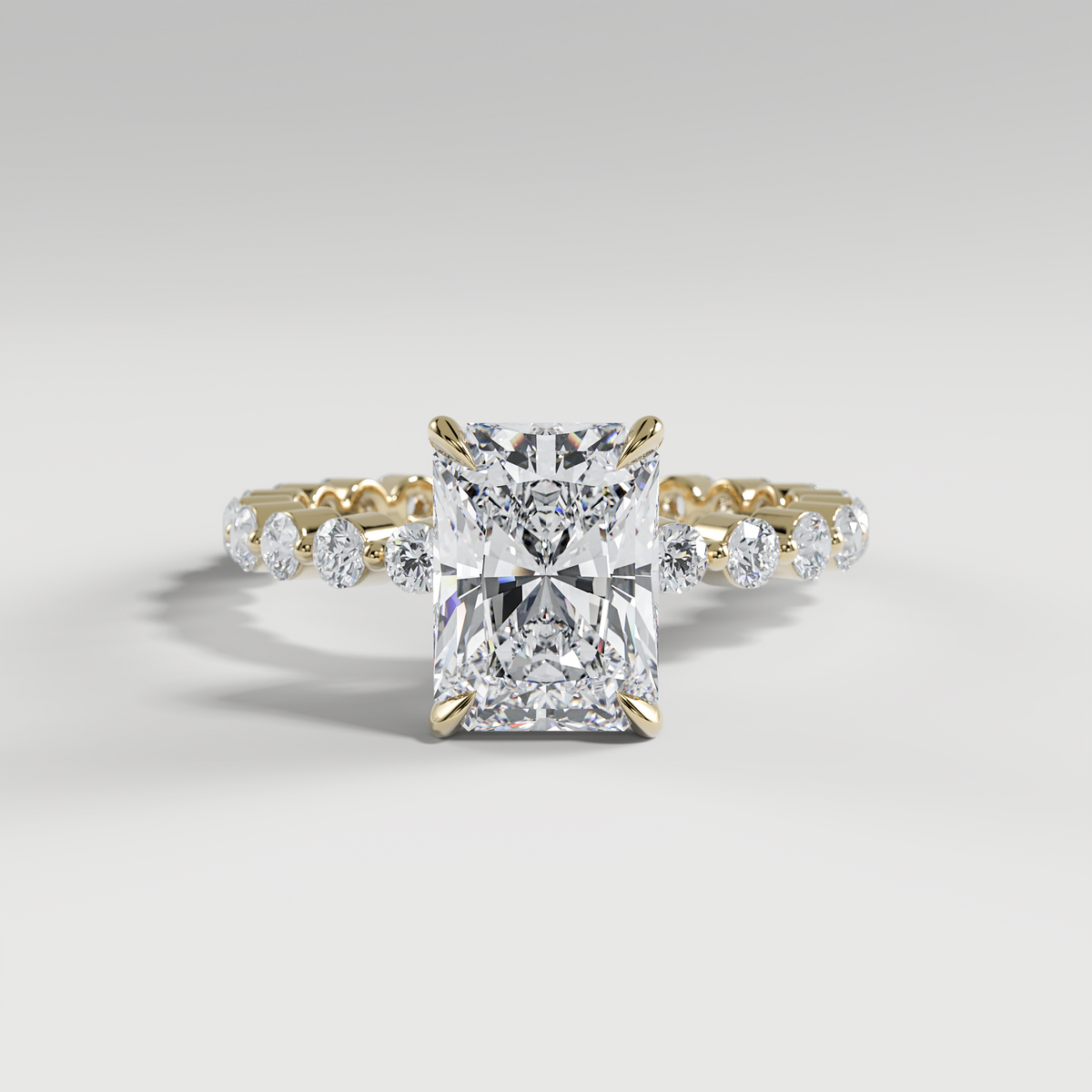 CHLOE - Radiant Solitaire Engagement Ring with 2.2mm Round Accent Diamonds
