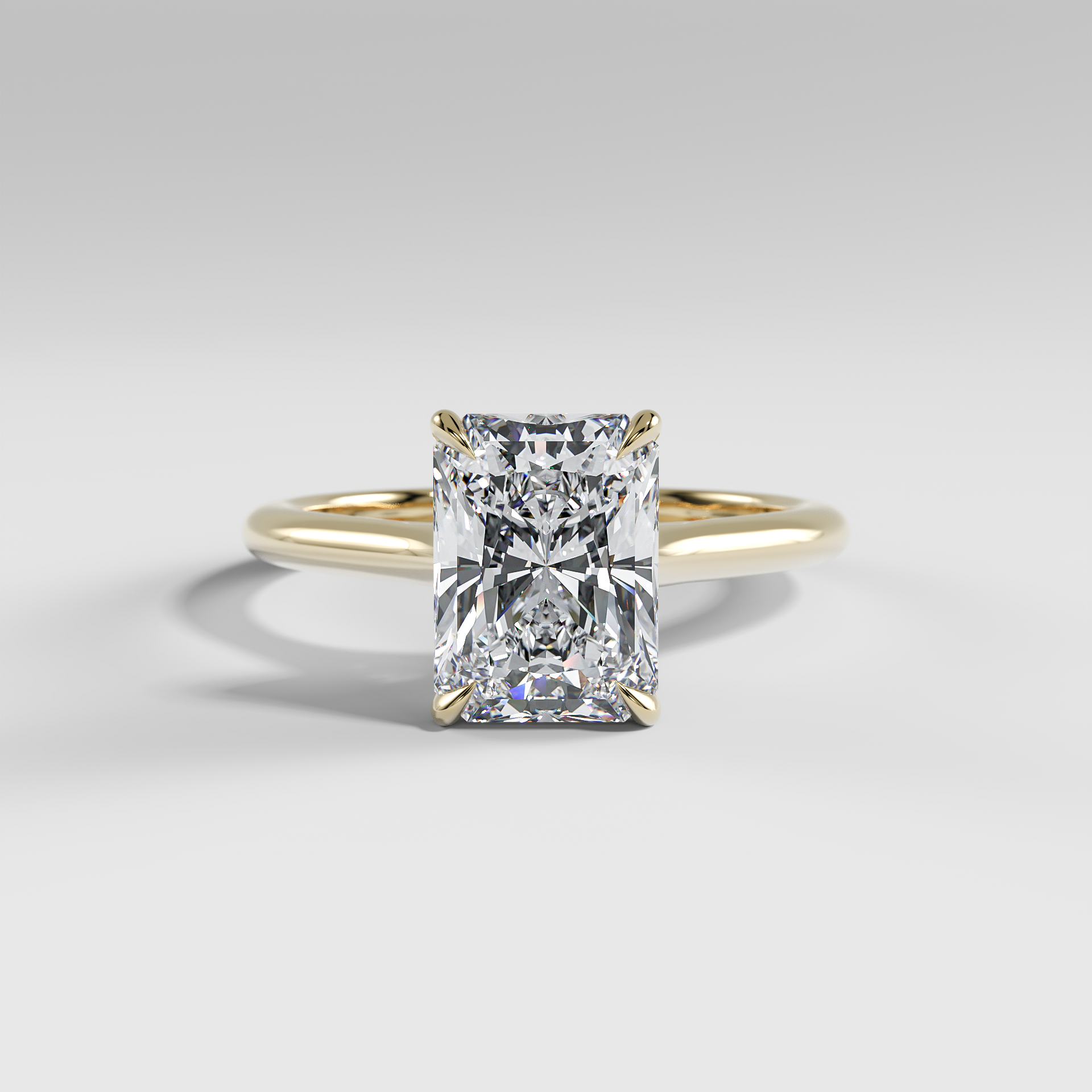 SOPHIA - Radiant Solitaire Engagement Ring with Polished Cathedral Band