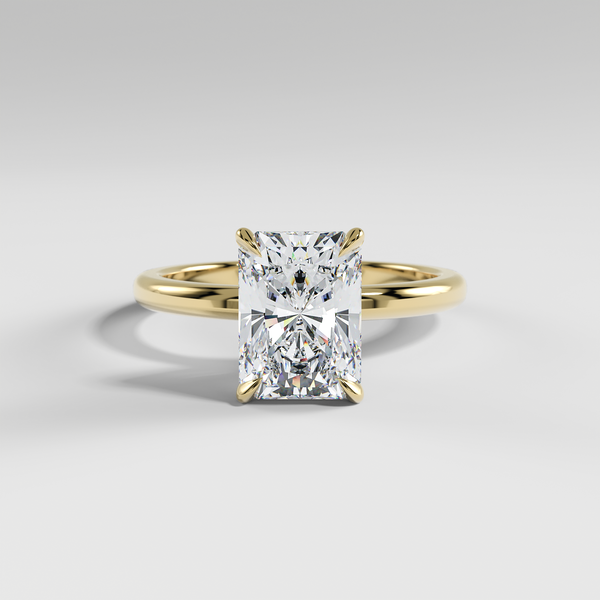 MIA - Radiant Solitaire Engagement Ring with Polished Band