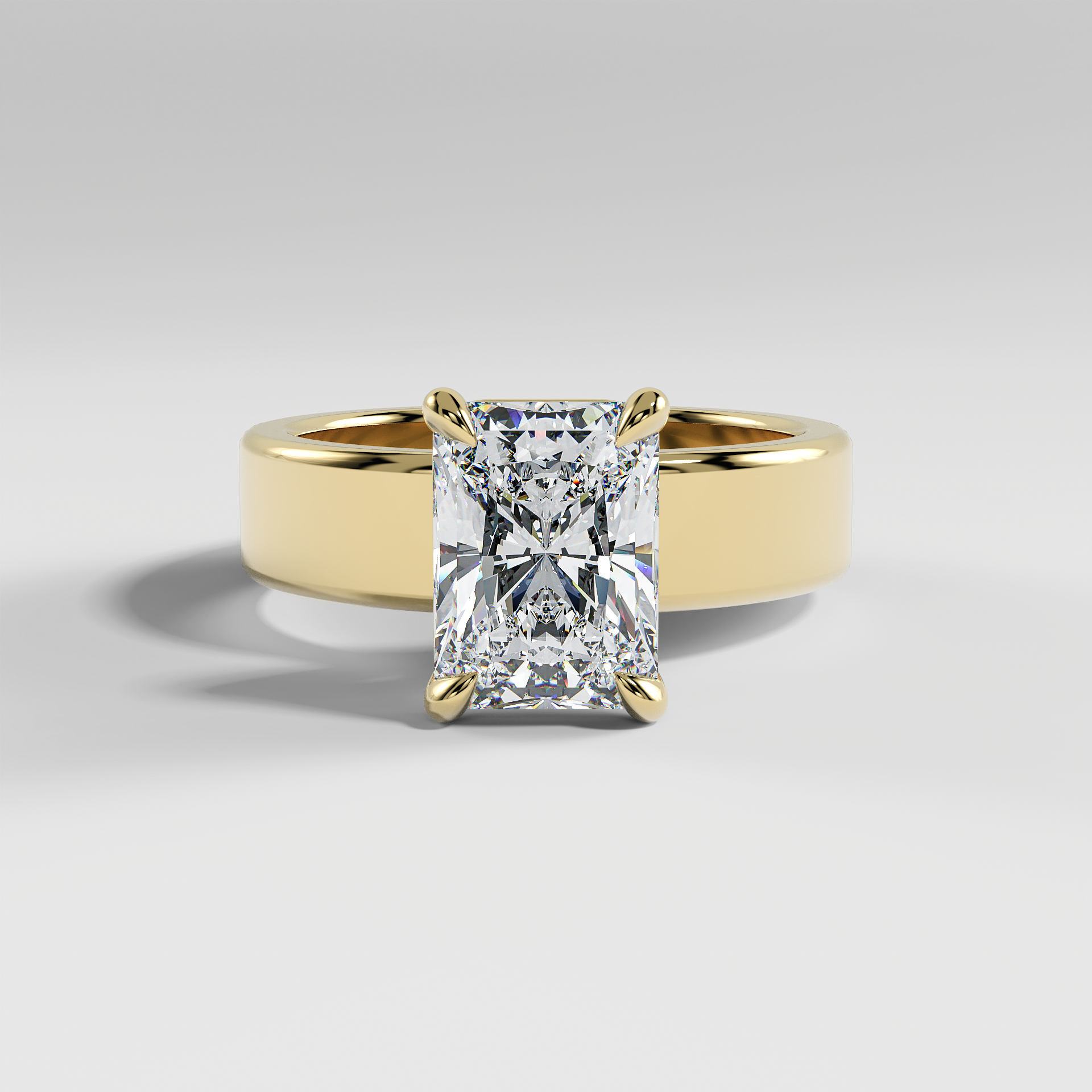 SARAH - Radiant 5mm Flat Solitaire Engagement Ring with Polished Band
