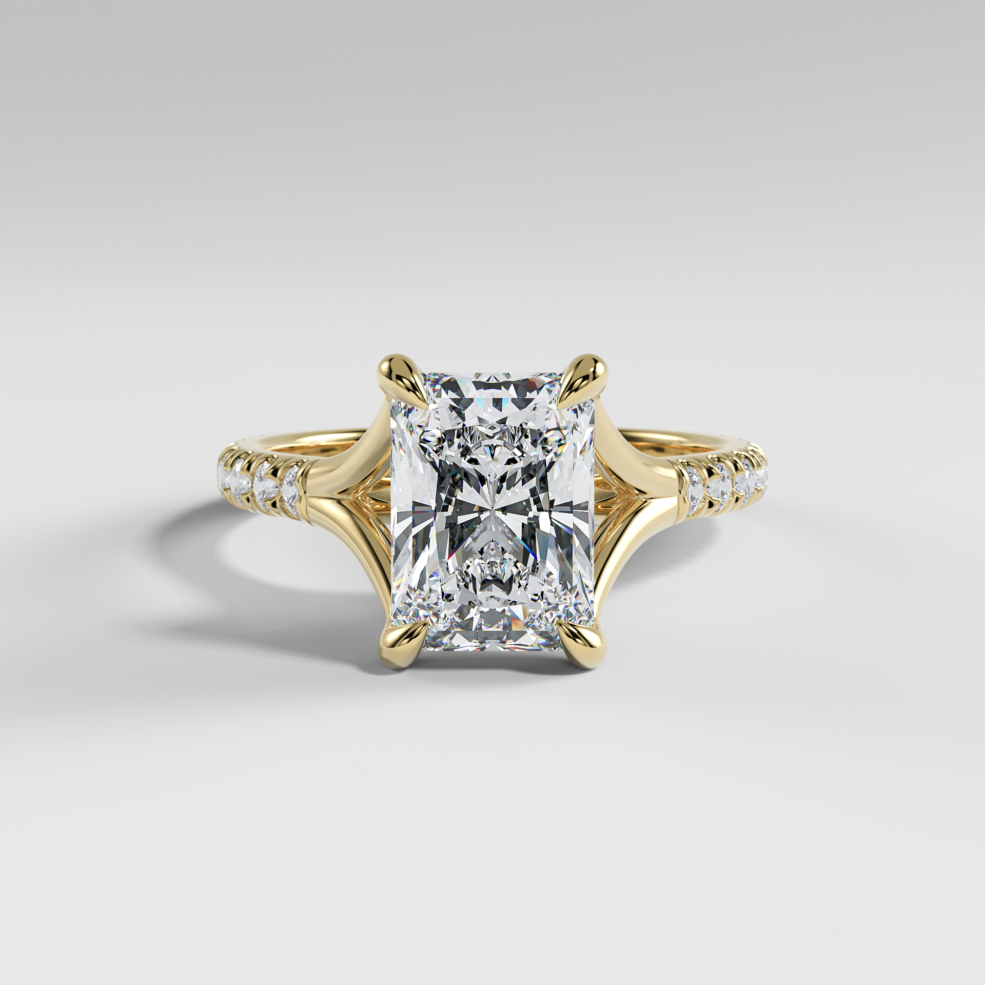 VICTORIA - Radiant Solitaire Engagement Ring with Pavé Diamond Split Band