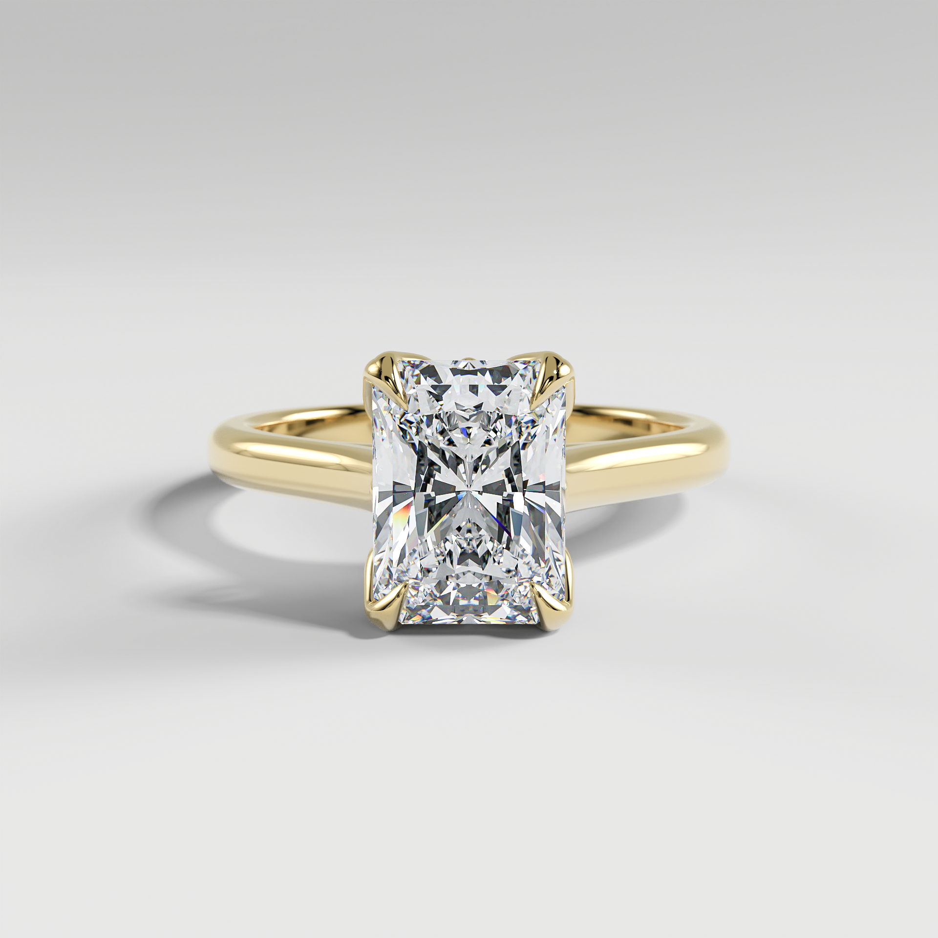 GEORGIA - Radiant Solitaire Engagement Ring with Polished Cathedral Band and Lotus Basket