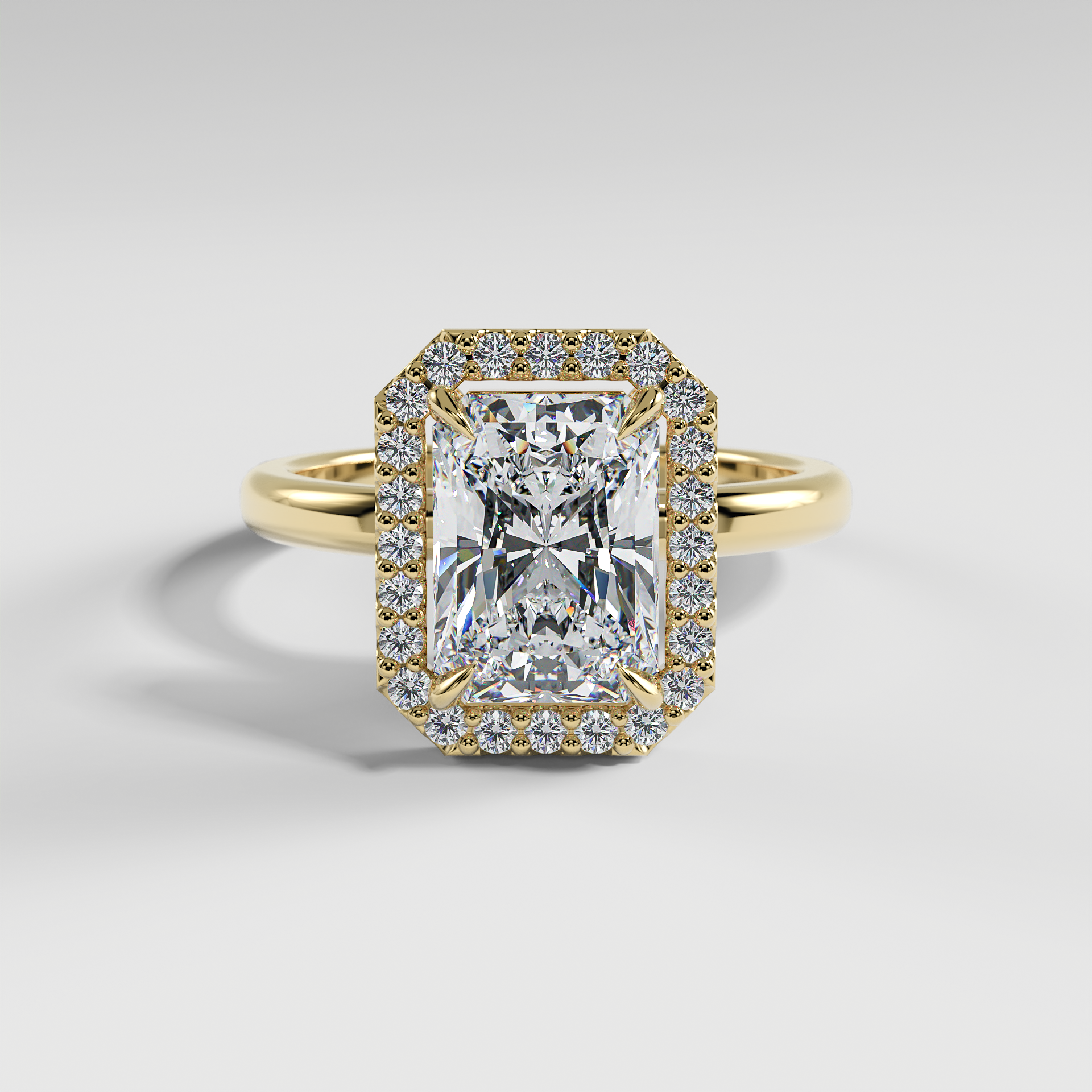ELIANA - Radiant Halo Engagement Ring with Polished Band