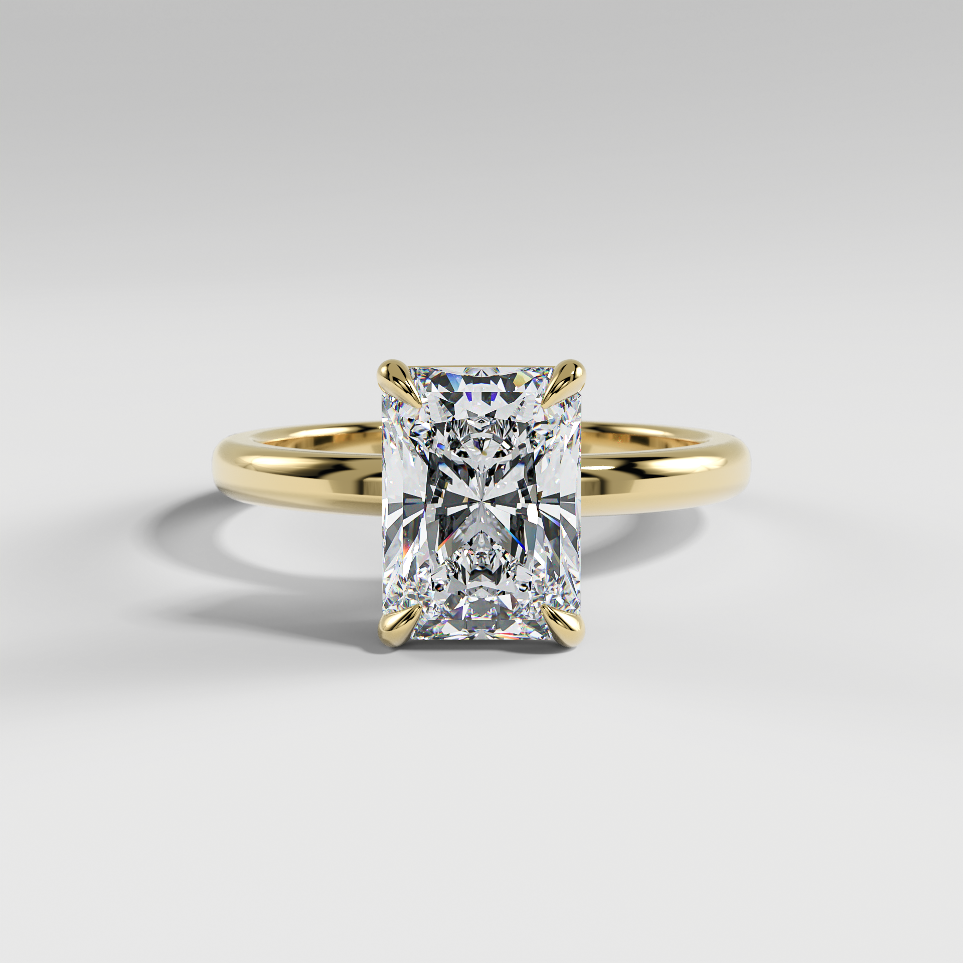 LAURA - Radiant Solitaire Engagement Ring with Choker-Style Hidden Halo and Polished Band