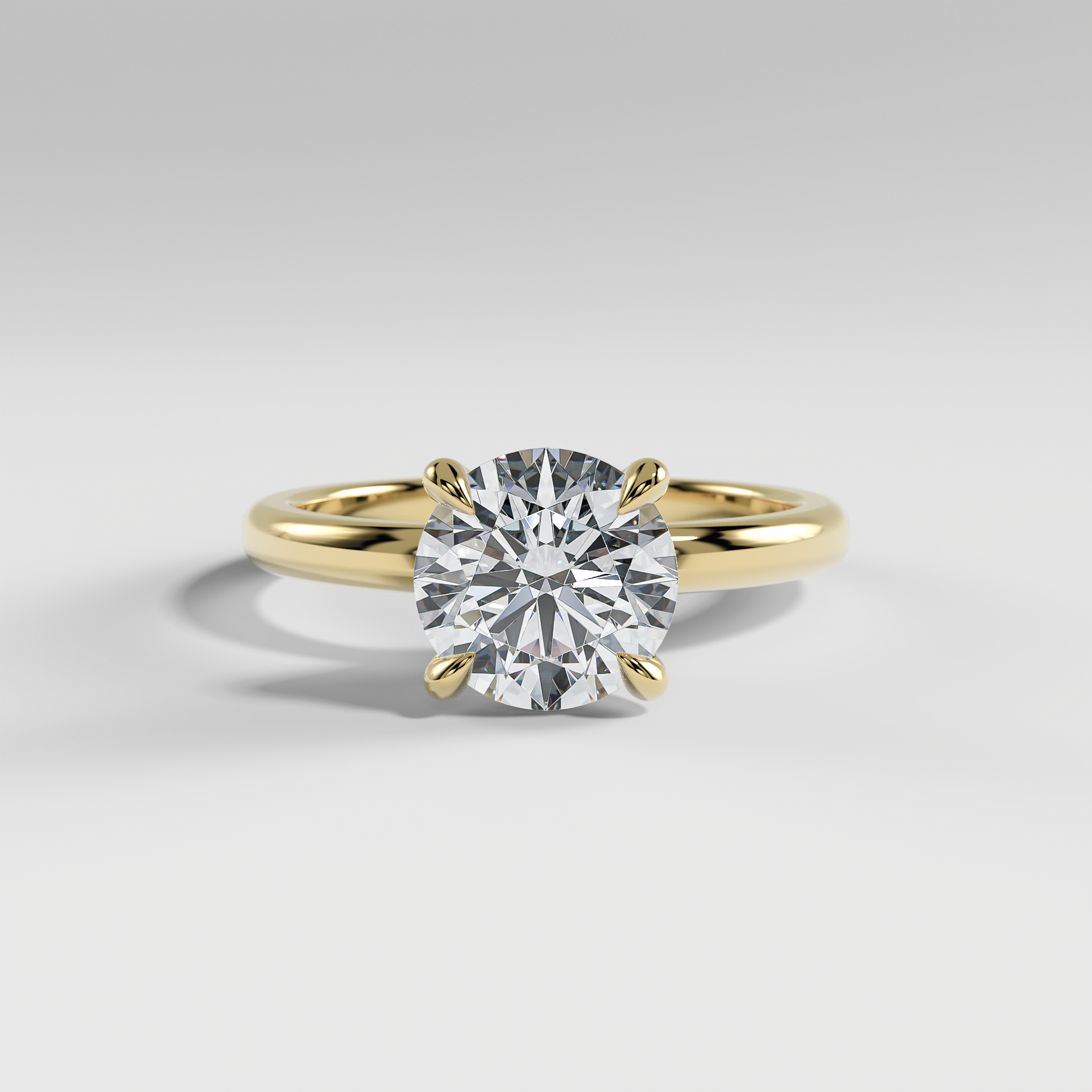 ARIANA - Round Solitaire Engagement Ring with Polished Band and Open Basket Setting