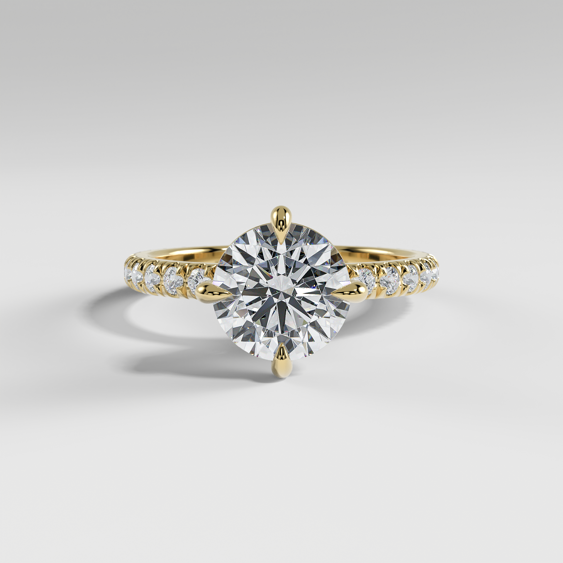 ANNA - Round North–South Solitaire Engagement Ring with Pavé Diamond