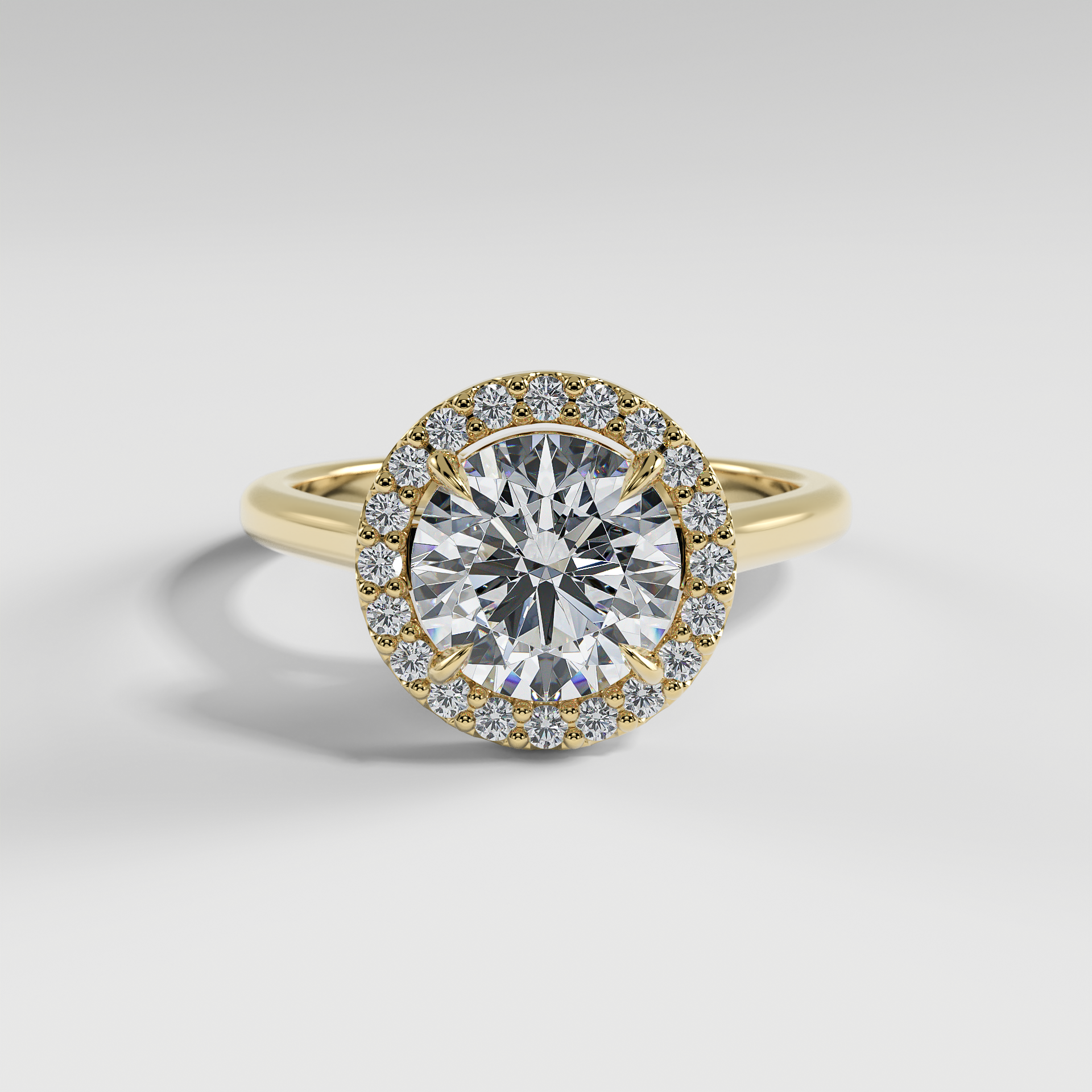 LULU - Round Halo Engagement Ring with Polished Cathedral Band