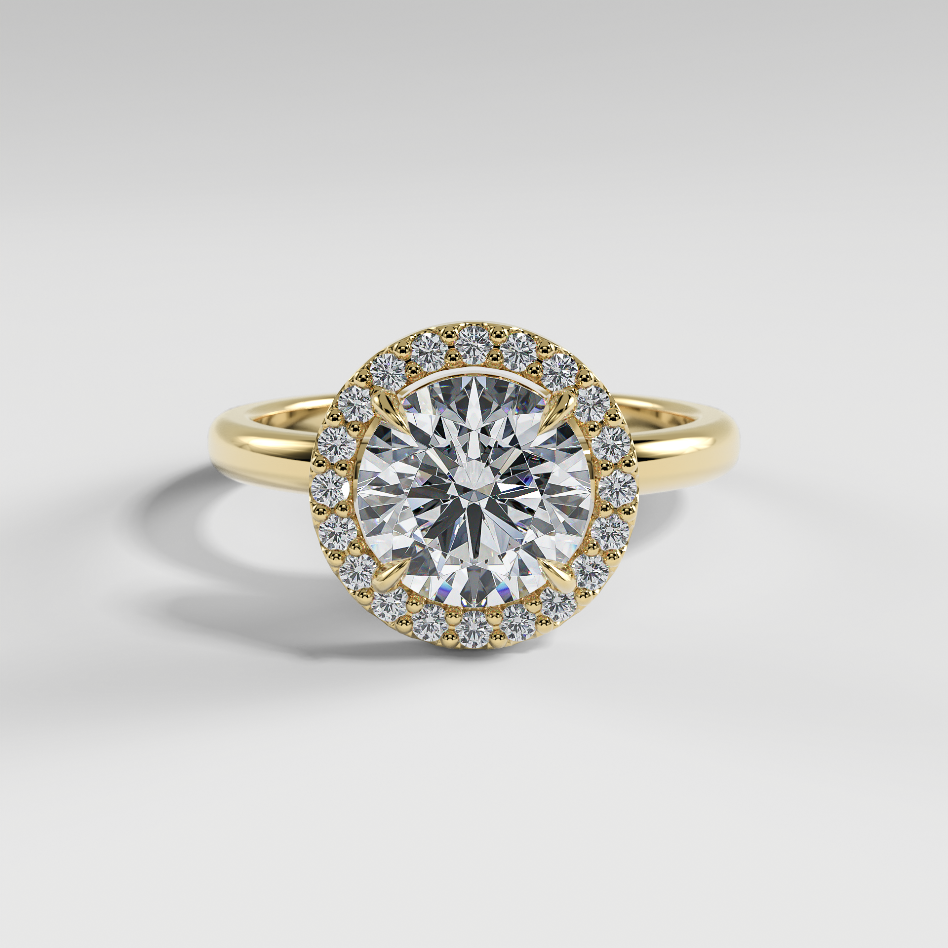 ELIANA - Round Halo Engagement Ring with Polished Band