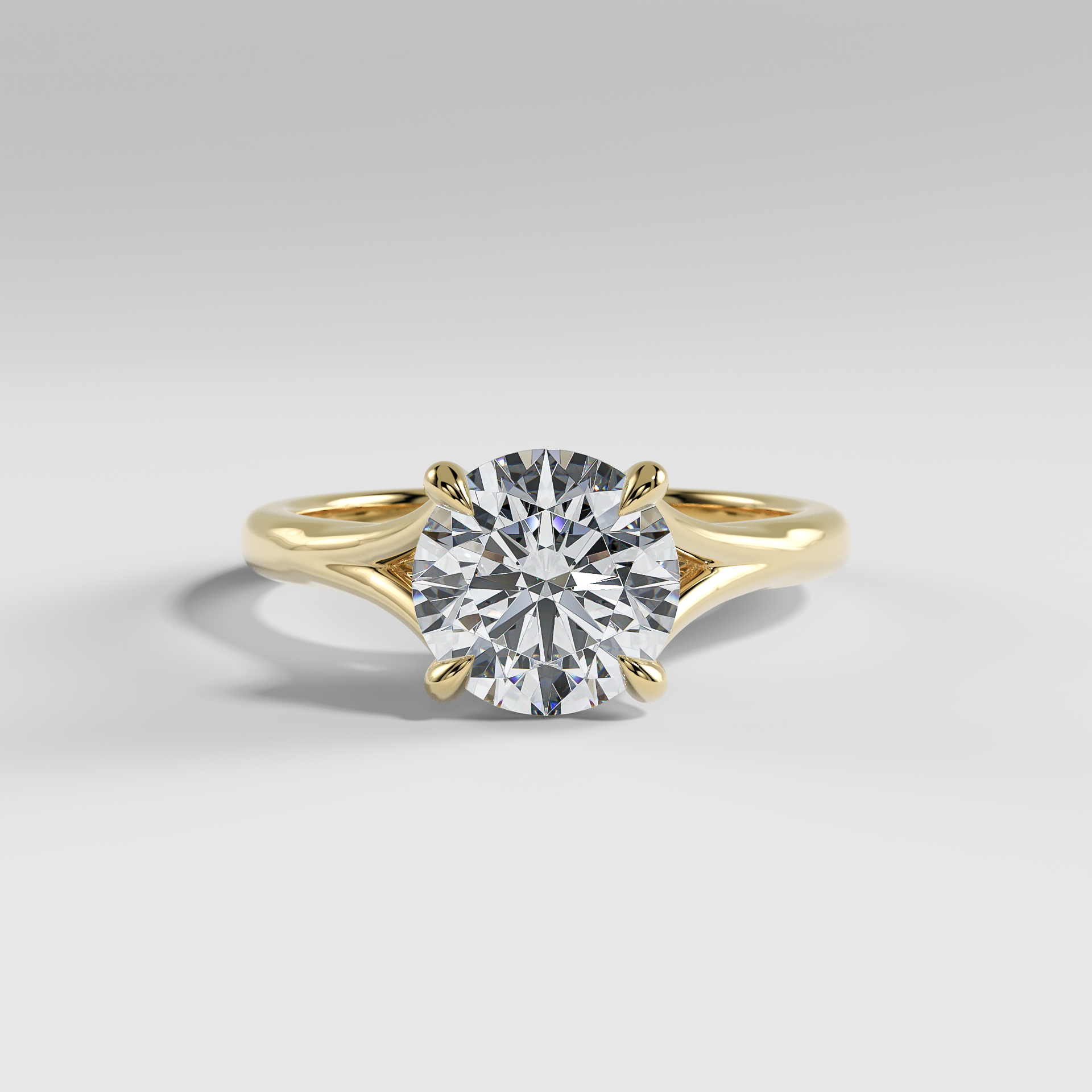 VIVIAN - Round Solitaire Engagement Ring with Polished Split Band