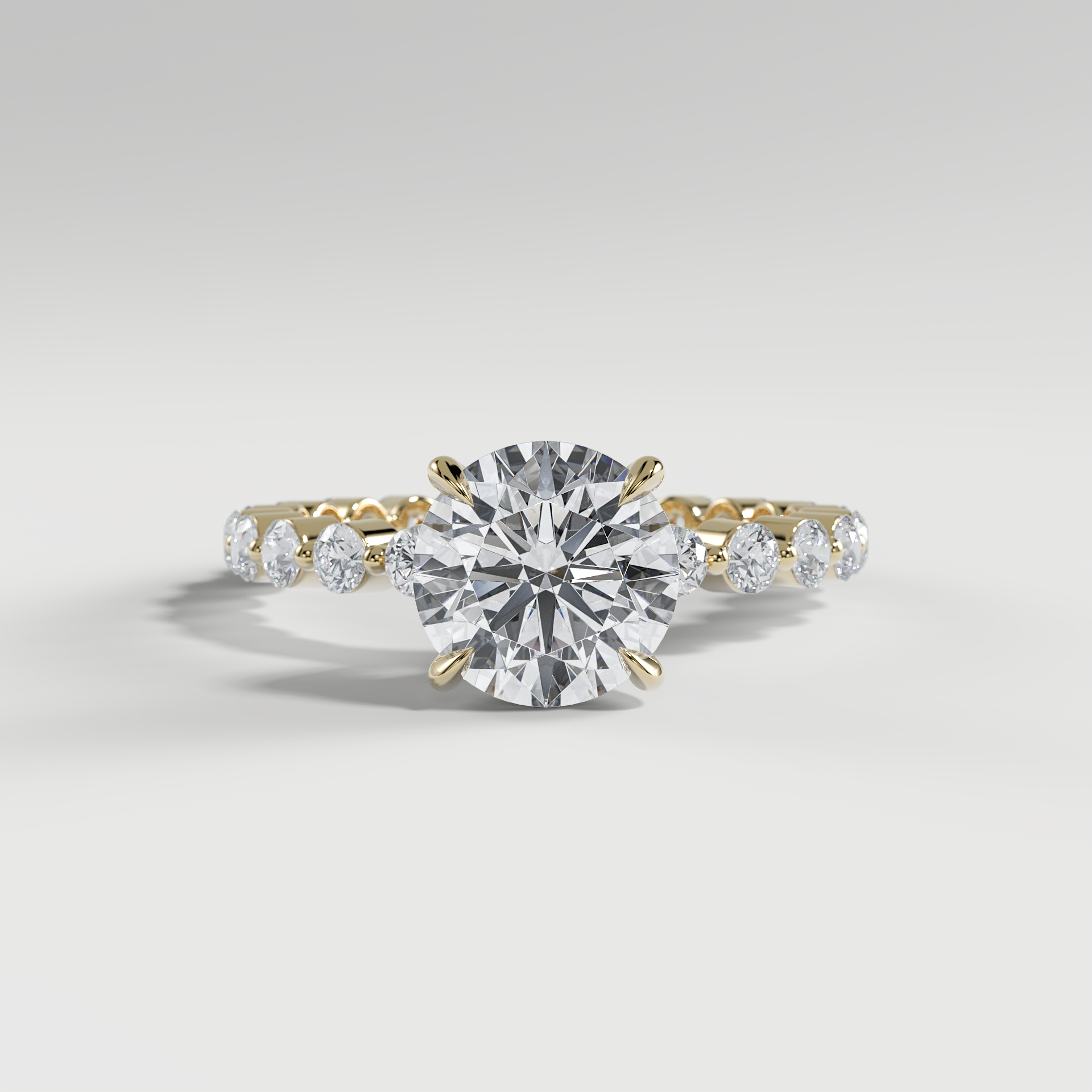 CHLOE - Round Solitaire Engagement Ring with 2.2mm Round Accent Diamonds