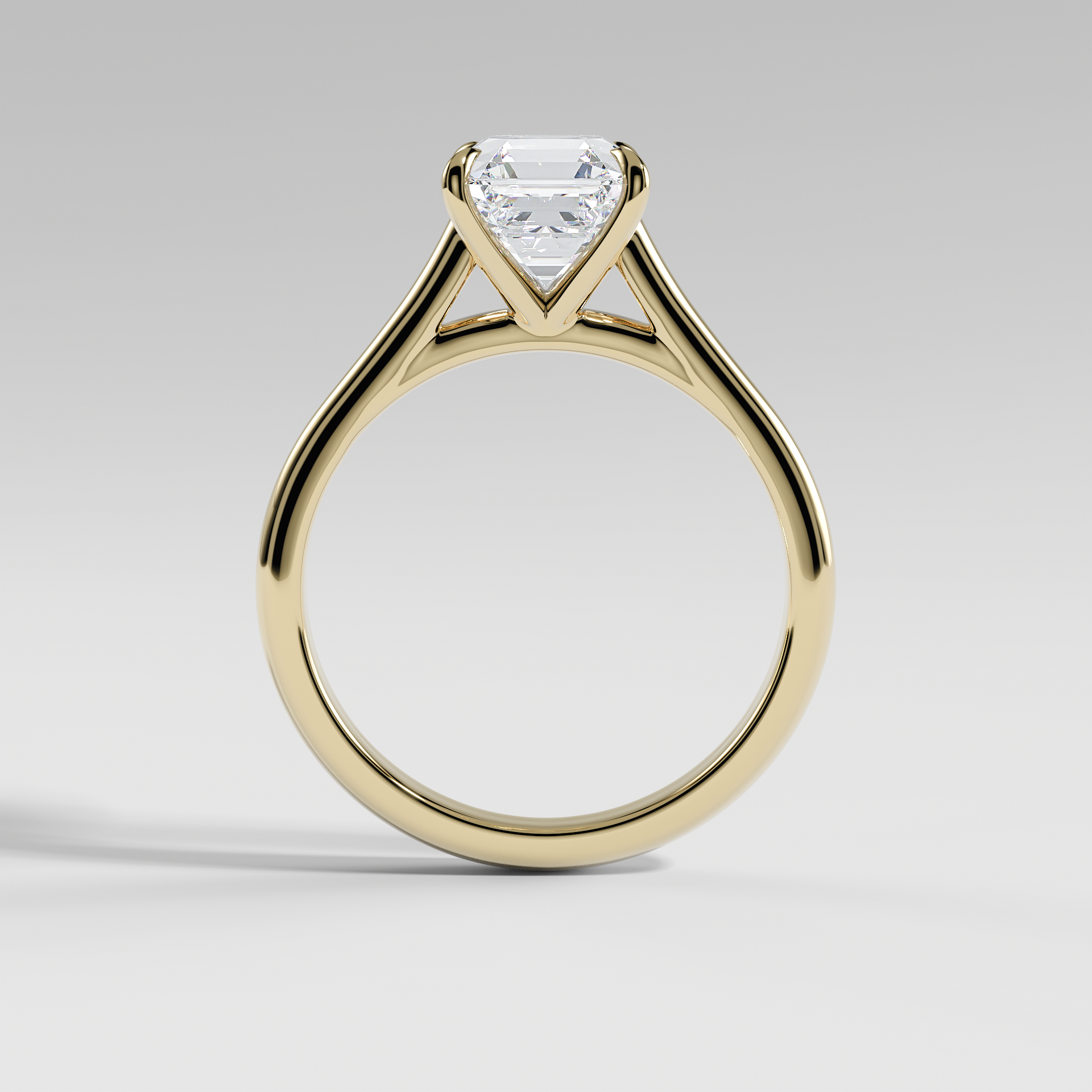SOPHIA - Asscher Solitaire Engagement Ring with Polished Cathedral Band
