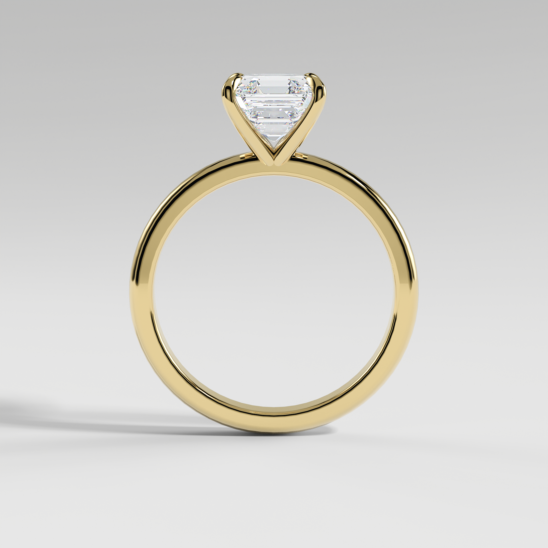 MIA - Asscher Solitaire Engagement Ring with Polished Band