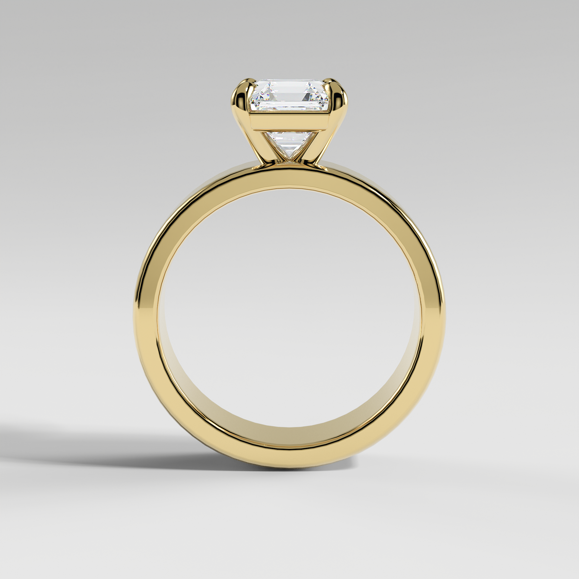SARAH - Asscher 5mm Flat Solitaire Engagement Ring with Polished Band