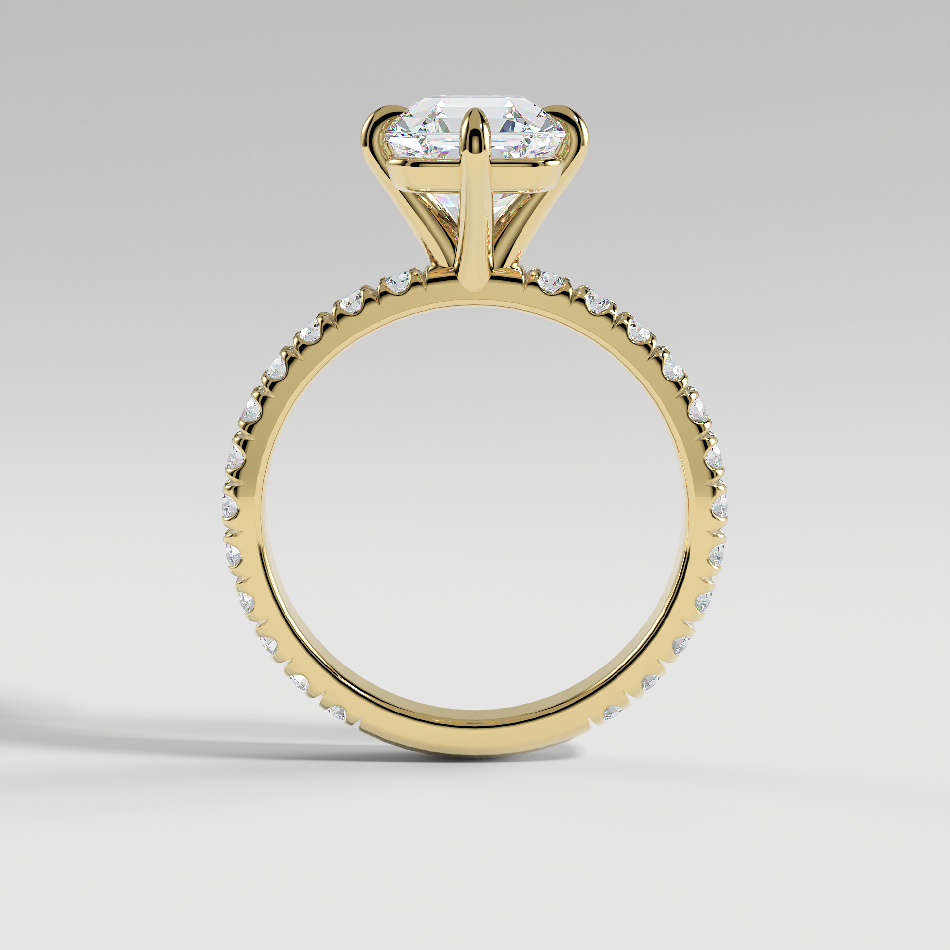ANNA - Asscher North–South Solitaire Engagement Ring with Pavé Diamond