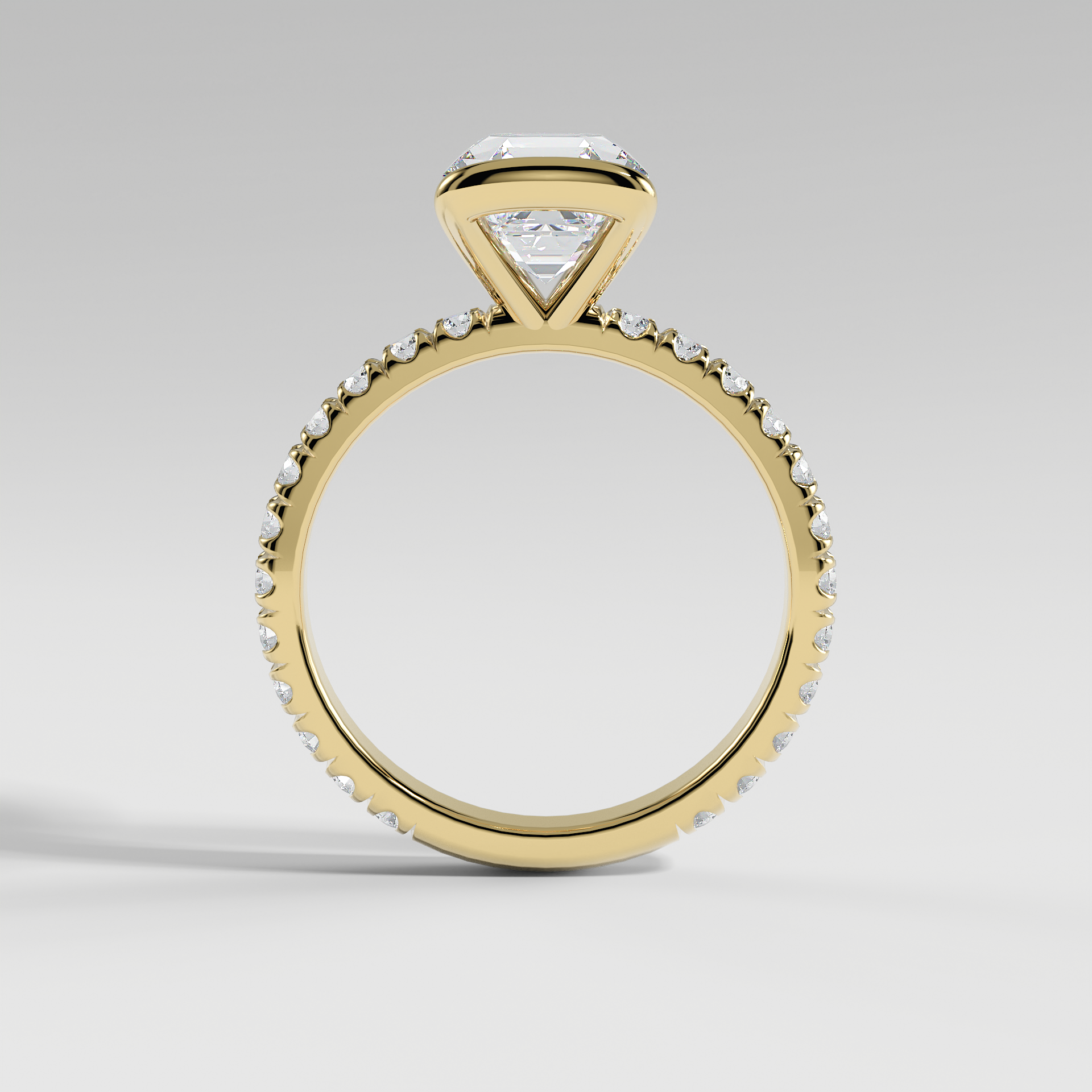 MAYA - Asscher Solitaire Engagement Ring with Pavé and Half Bezel Setting