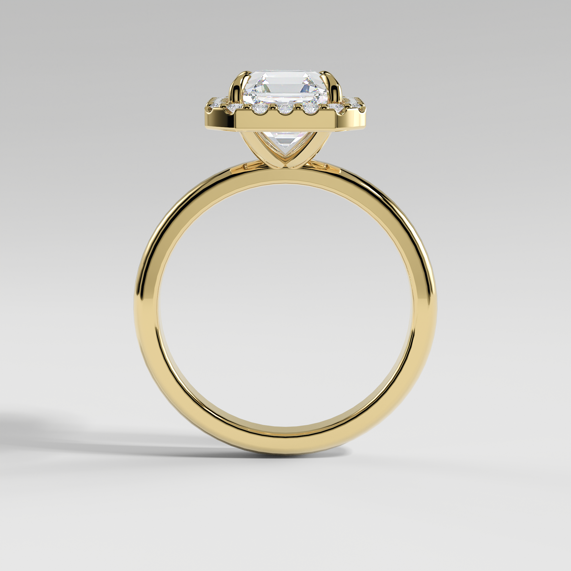 ELIANA - Asscher Halo Engagement Ring with Polished Band