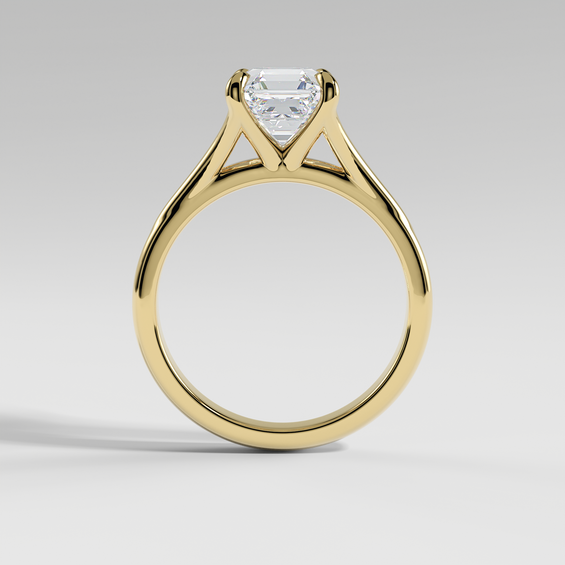 VIVIAN - Asscher Solitaire Engagement Ring with Polished Split Band