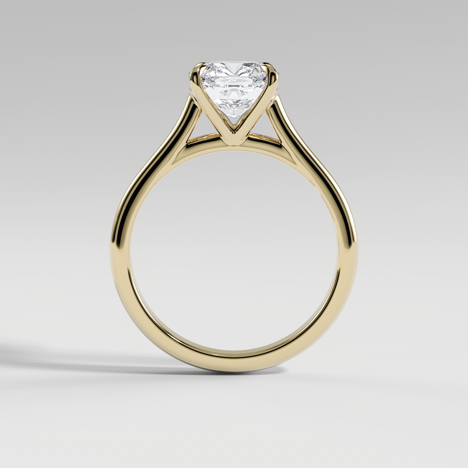 SOPHIA - Cushion Solitaire Engagement Ring with Polished Cathedral Band