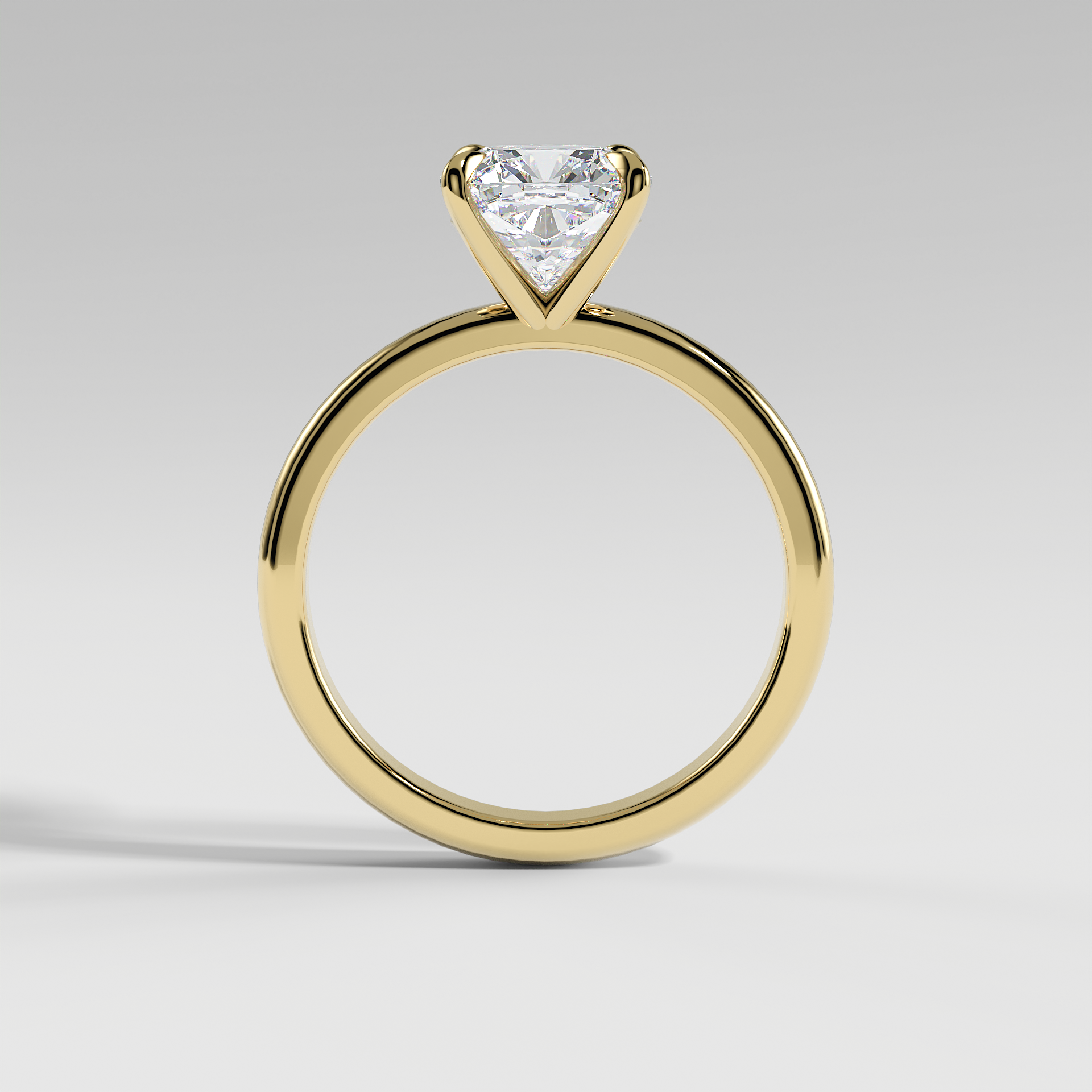 MIA - Cushion Solitaire Engagement Ring with Polished Band