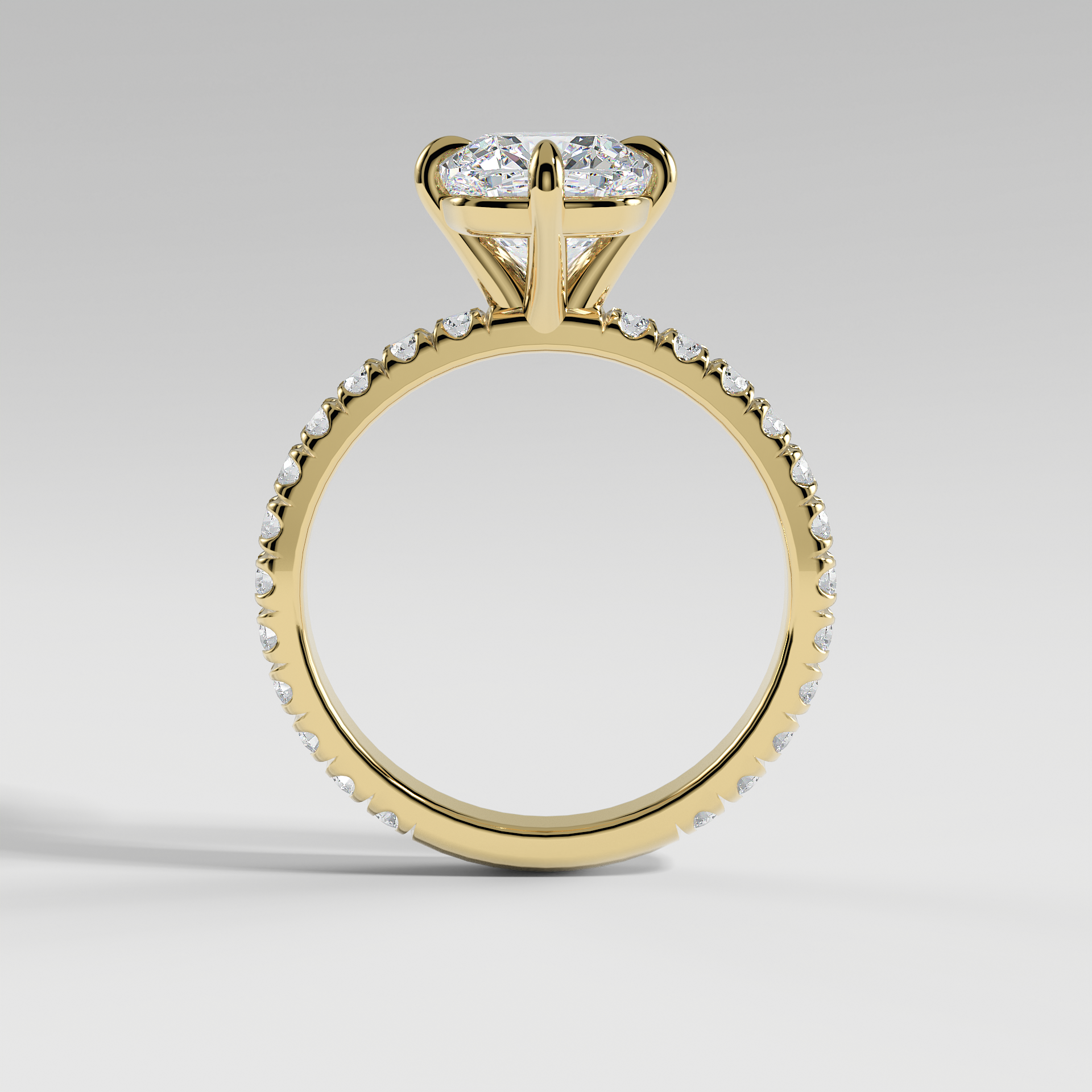 ANNA - Cushion North–South Solitaire Engagement Ring with Pavé Diamond