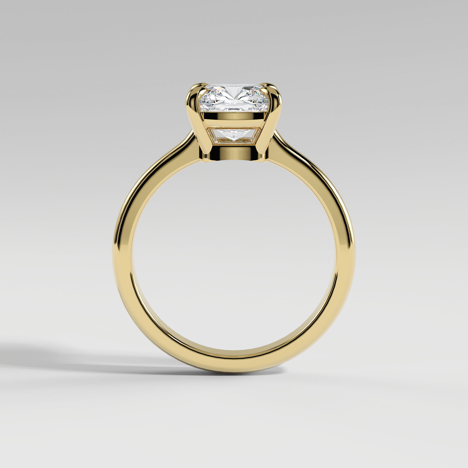 PAISLEY - Cushion Solitaire Engagement Ring with Low-Set Donut Basket and Polished Band