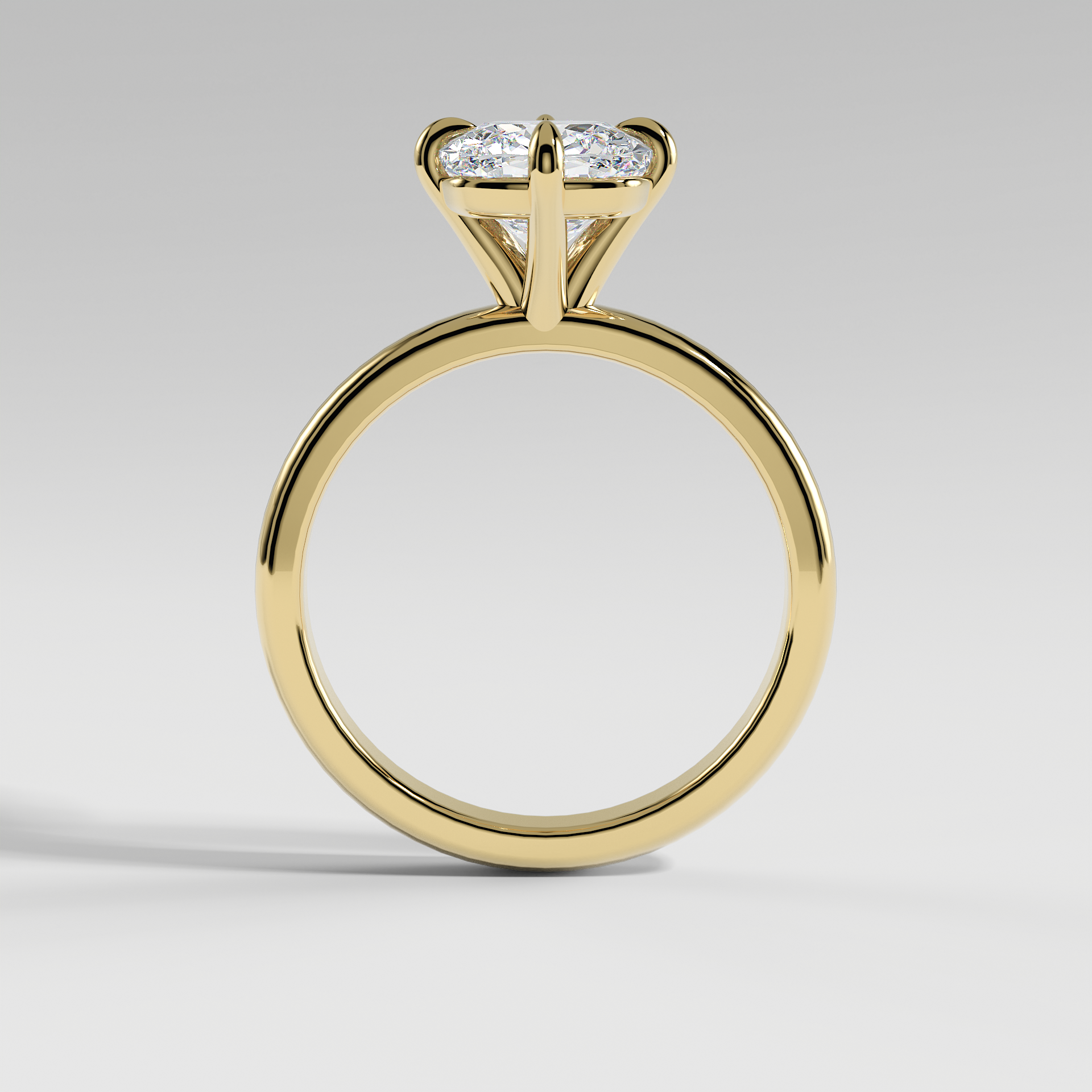 NATALIE - Cushion North–South Solitaire Engagement Ring with Polished Band