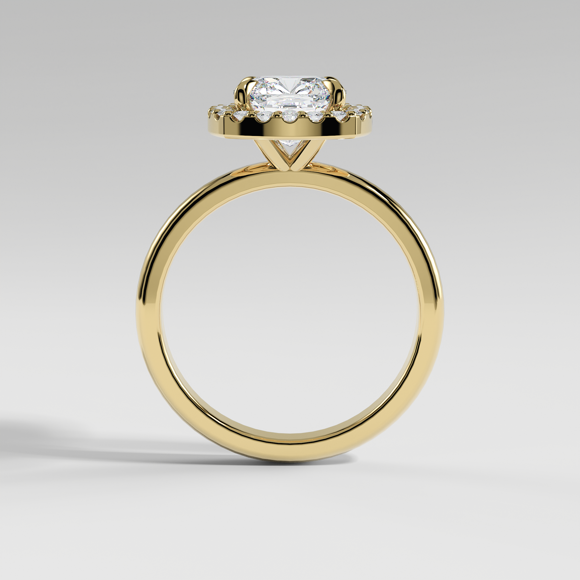 ELIANA - Cushion Halo Engagement Ring with Polished Band