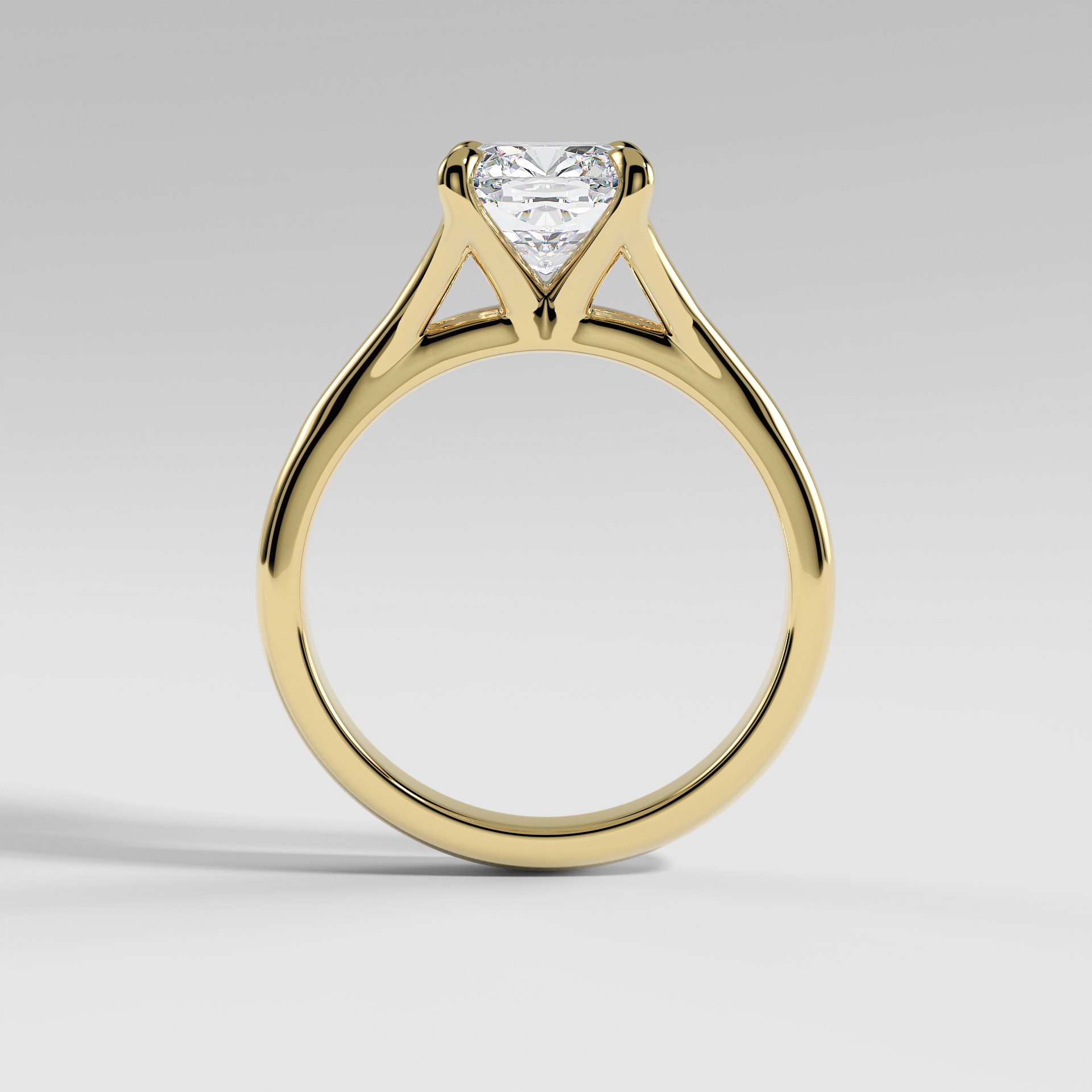 VIVIAN - Cushion Solitaire Engagement Ring with Polished Split Band