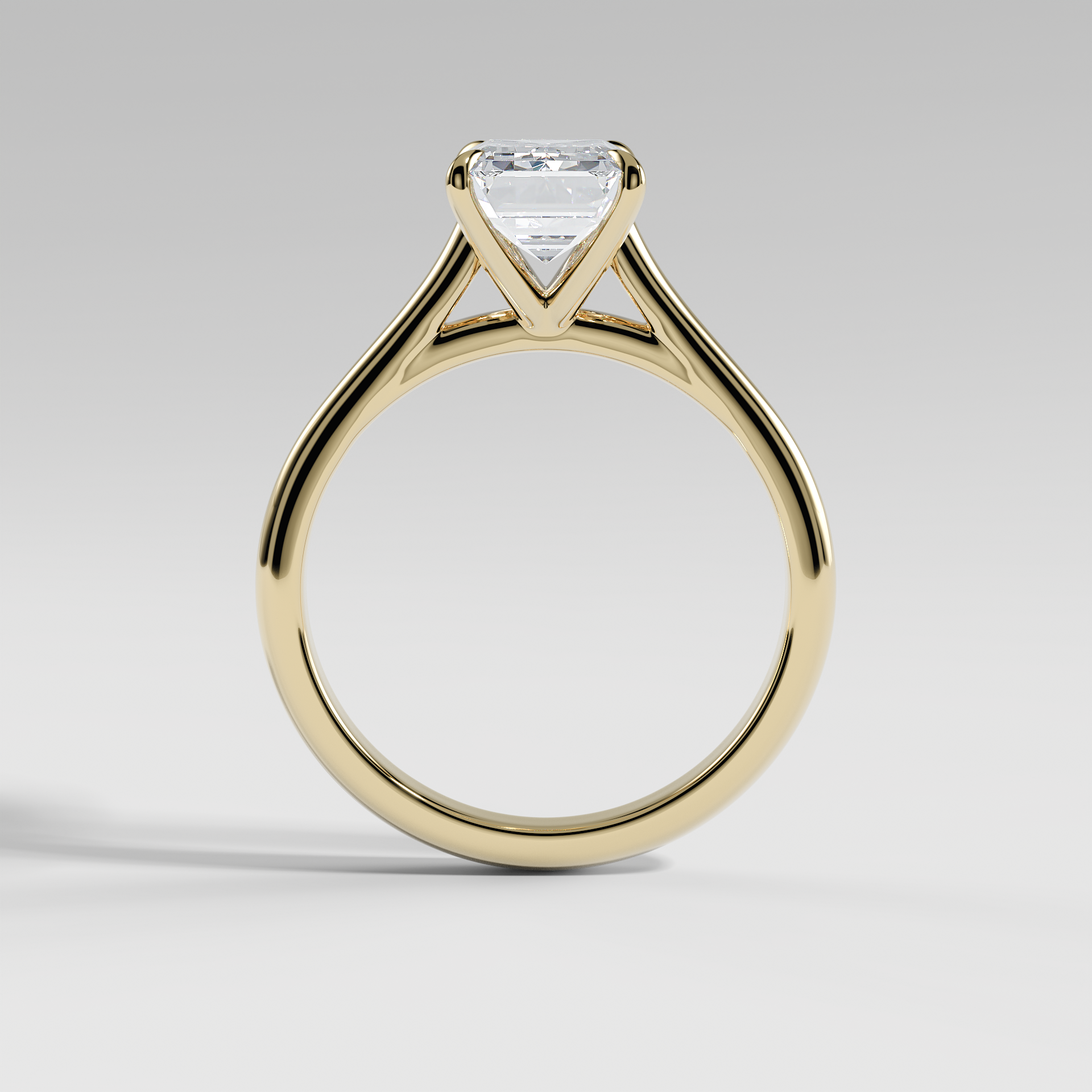 SOPHIA - Emerald Solitaire Engagement Ring with Polished Cathedral Band