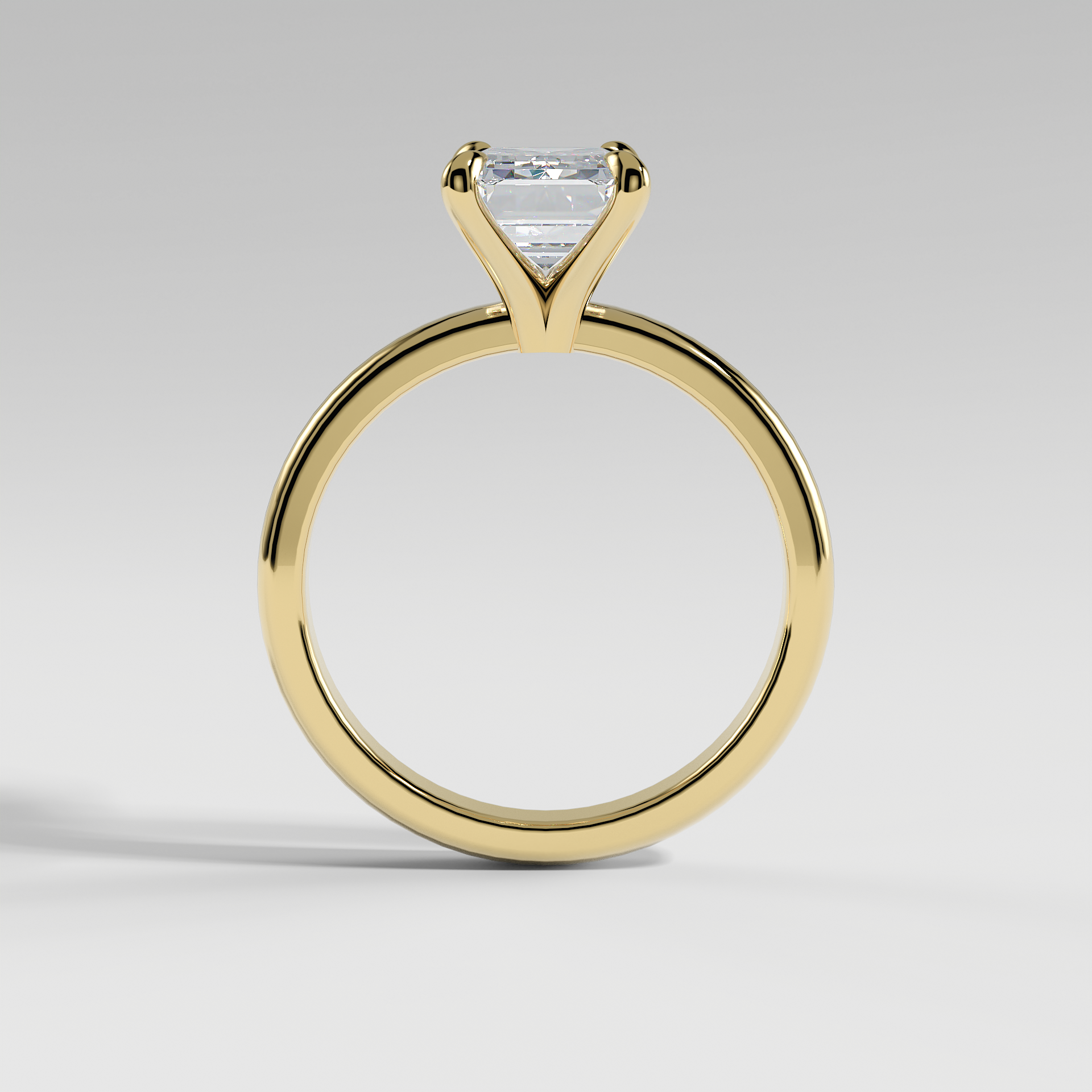 ARIANA - Emerald Solitaire Engagement Ring with Polished Band and Open Basket Setting