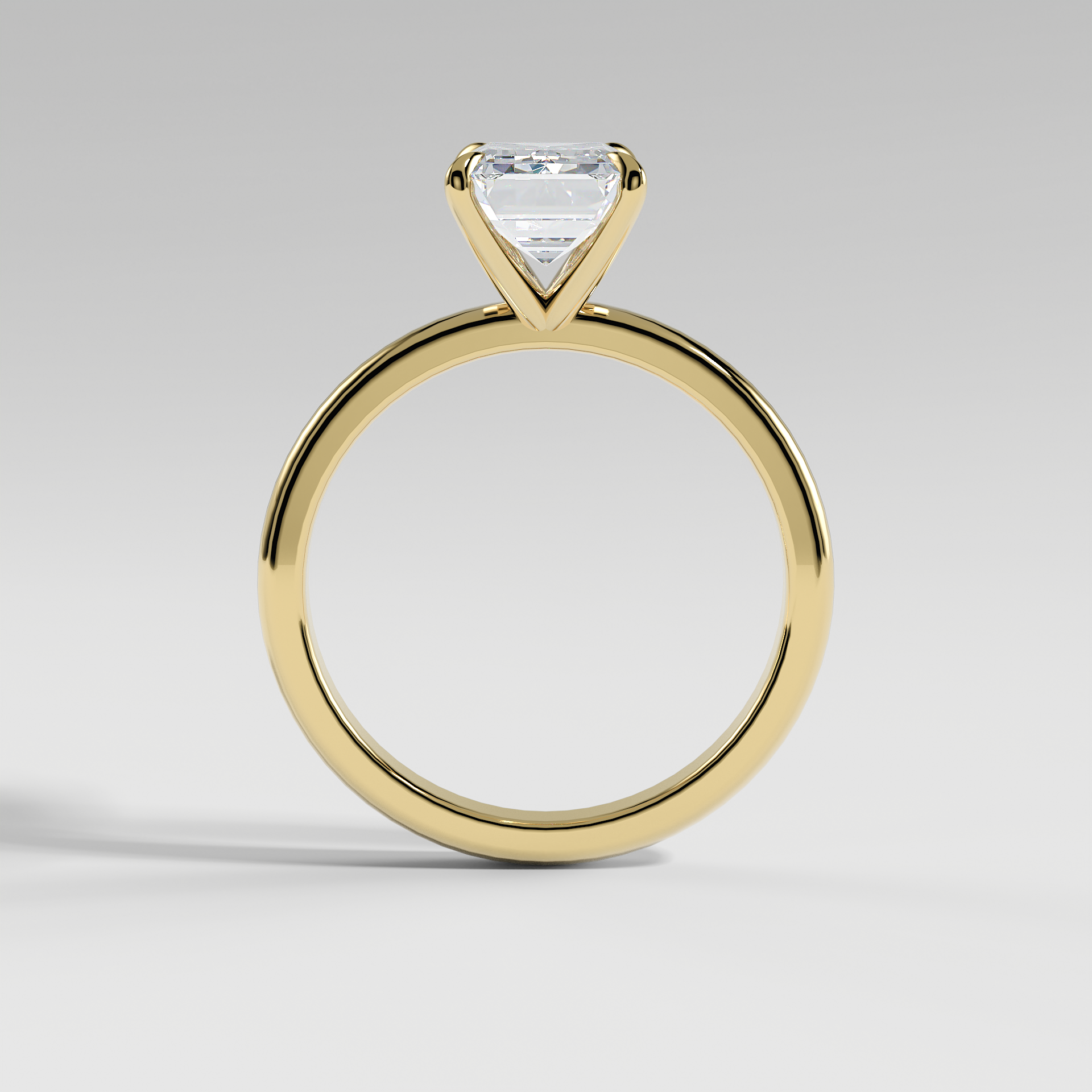 MIA - Emerald Solitaire Engagement Ring with Polished Band