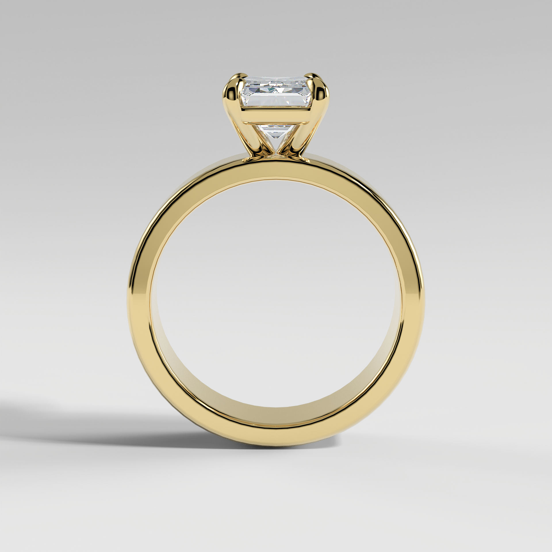 SARAH - Emerald 5mm Flat Solitaire Engagement Ring with Polished Band