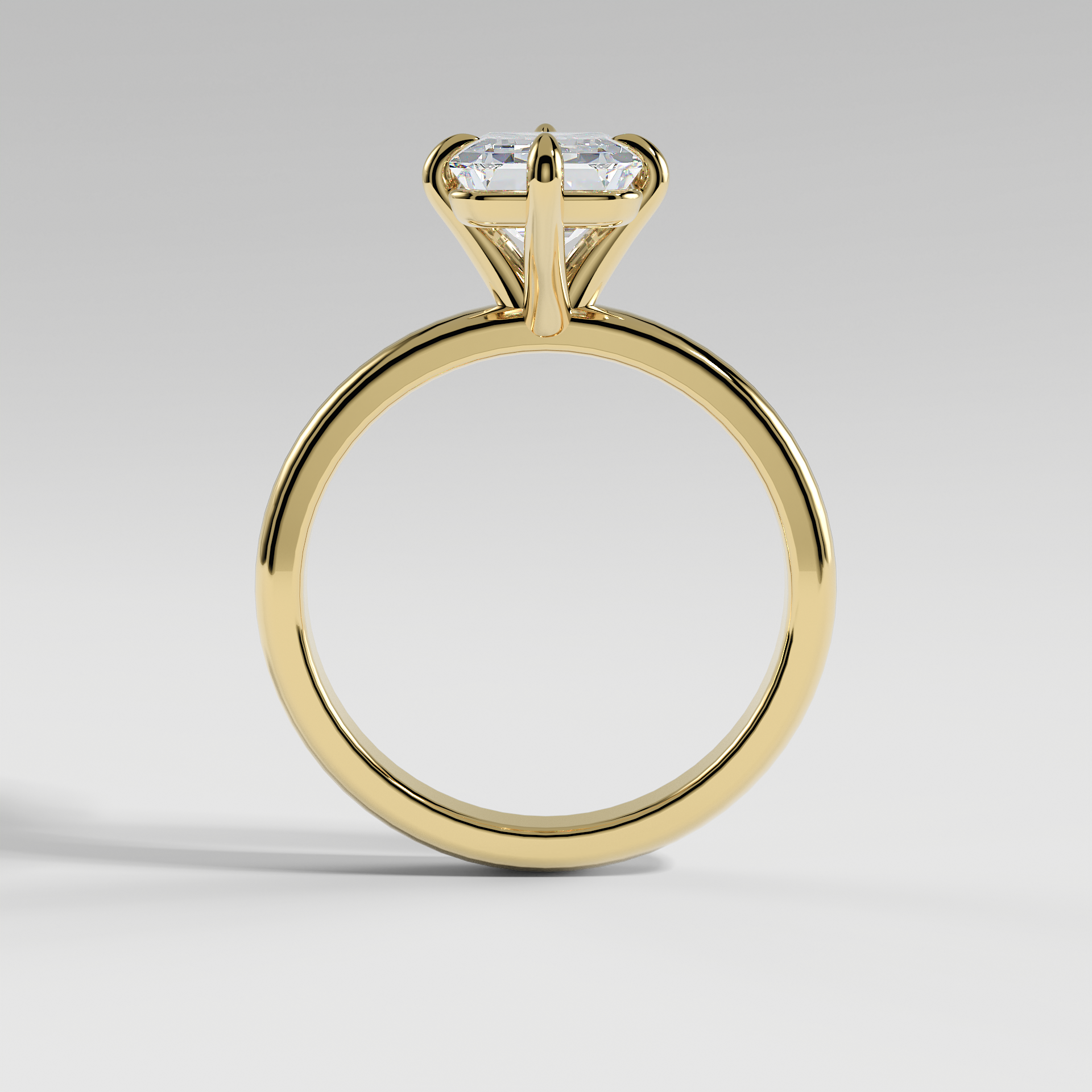 NATALIE - Emerald North–South Solitaire Engagement Ring with Polished Band