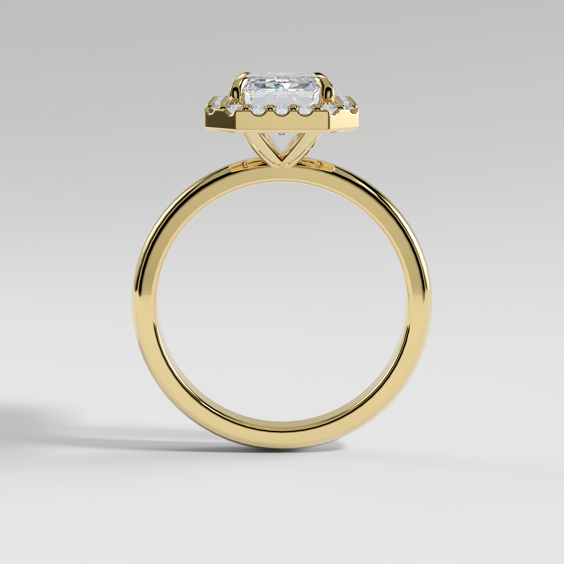 ELIANA - Emerald Halo Engagement Ring with Polished Band