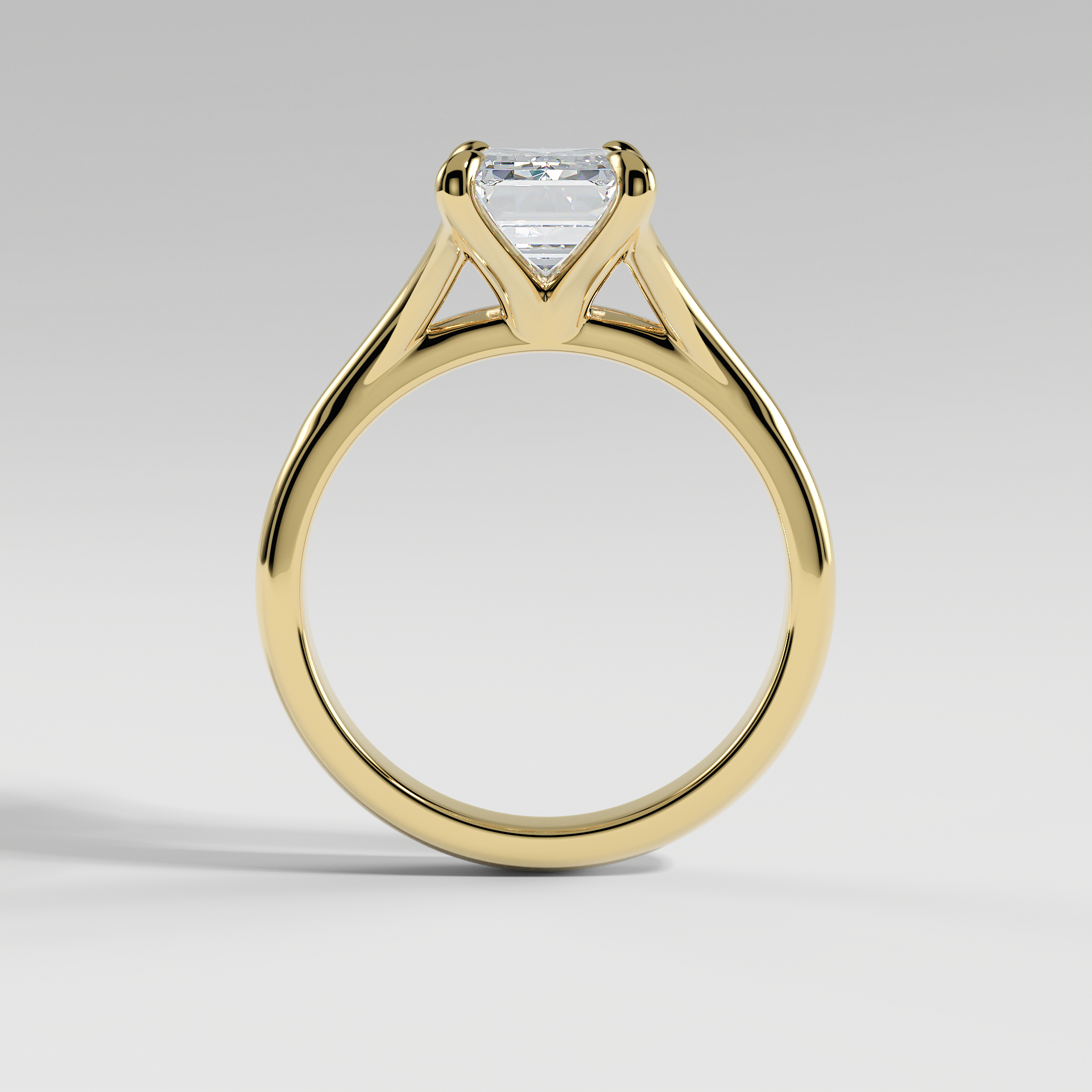 VIVIAN - Emerald Solitaire Engagement Ring with Polished Split Band