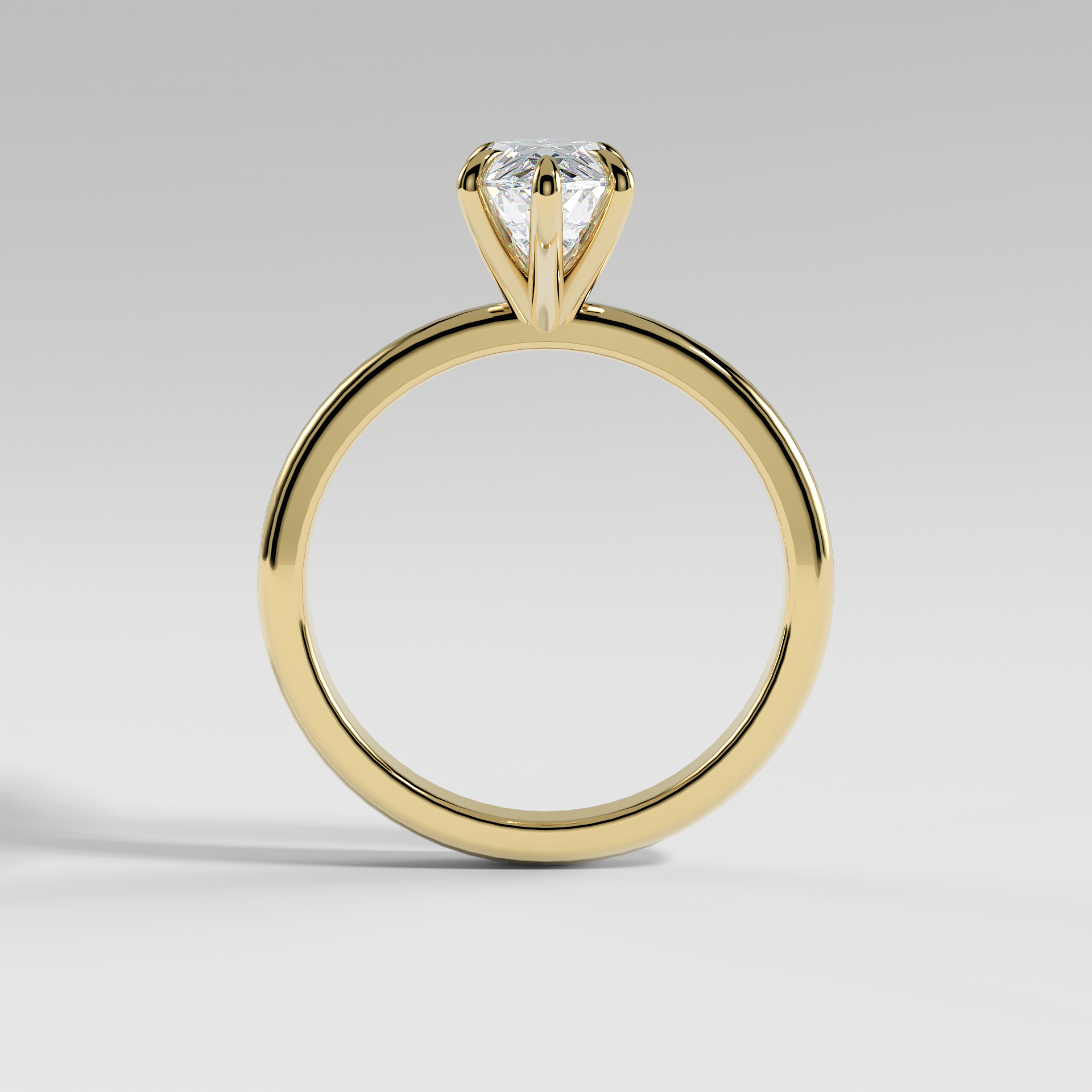 MIA - Marquise Solitaire Engagement Ring with Polished Band