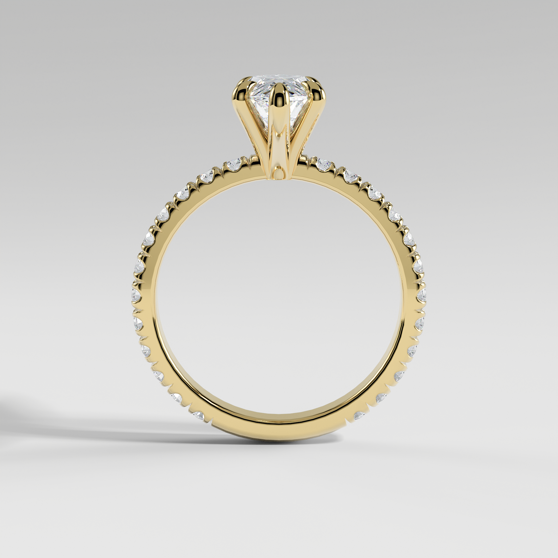 GRACE - Marquise Solitaire Engagement Ring with Pavé Diamond Band and Open Basket Setting