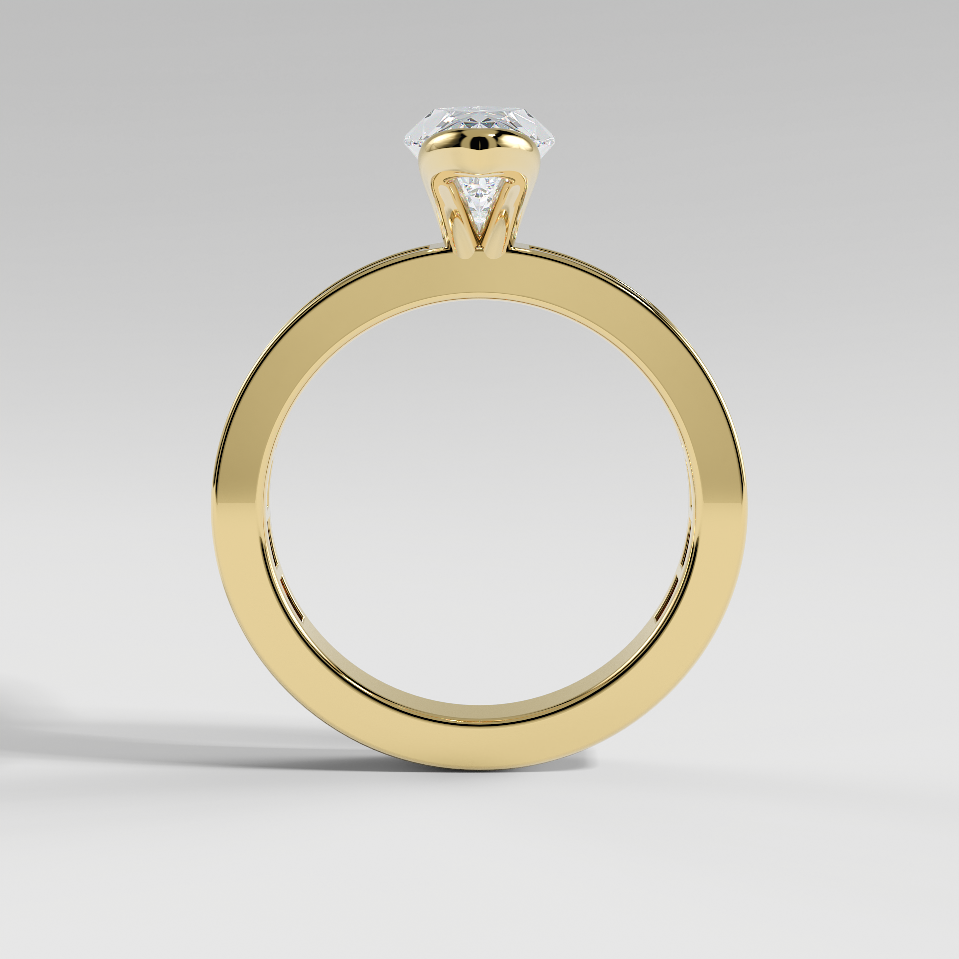 ADDISON - Marquise Solitaire Engagement Ring with Half Bezel Setting and Channel Set Baguette Band