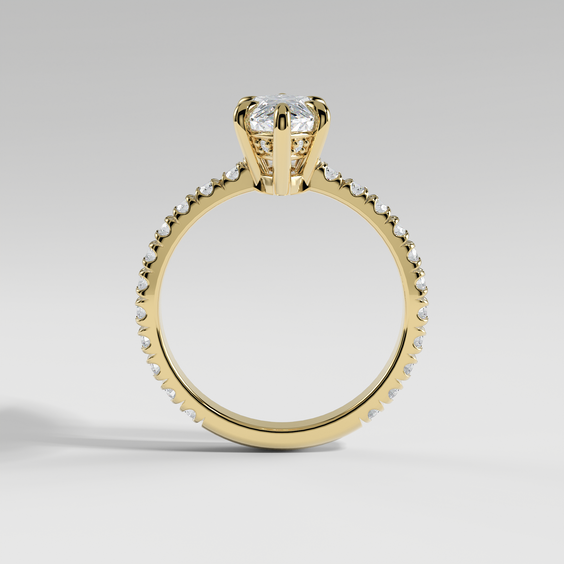 ELIZABETH - Marquise Solitaire Engagement Ring with Pavé Diamond Hidden Halo and Low-Set Donut Basket