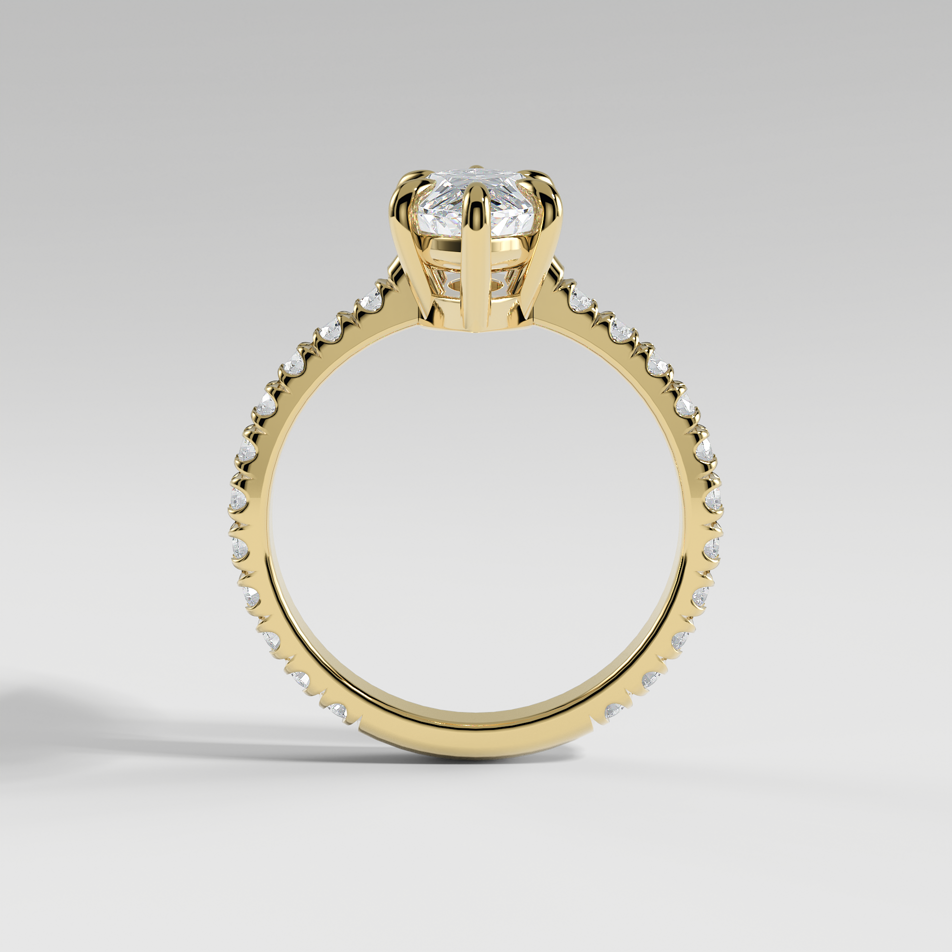 DELILAH - Marquise Solitaire Engagement Ring with Pavé Diamond Band and Low-Set Donut Basket