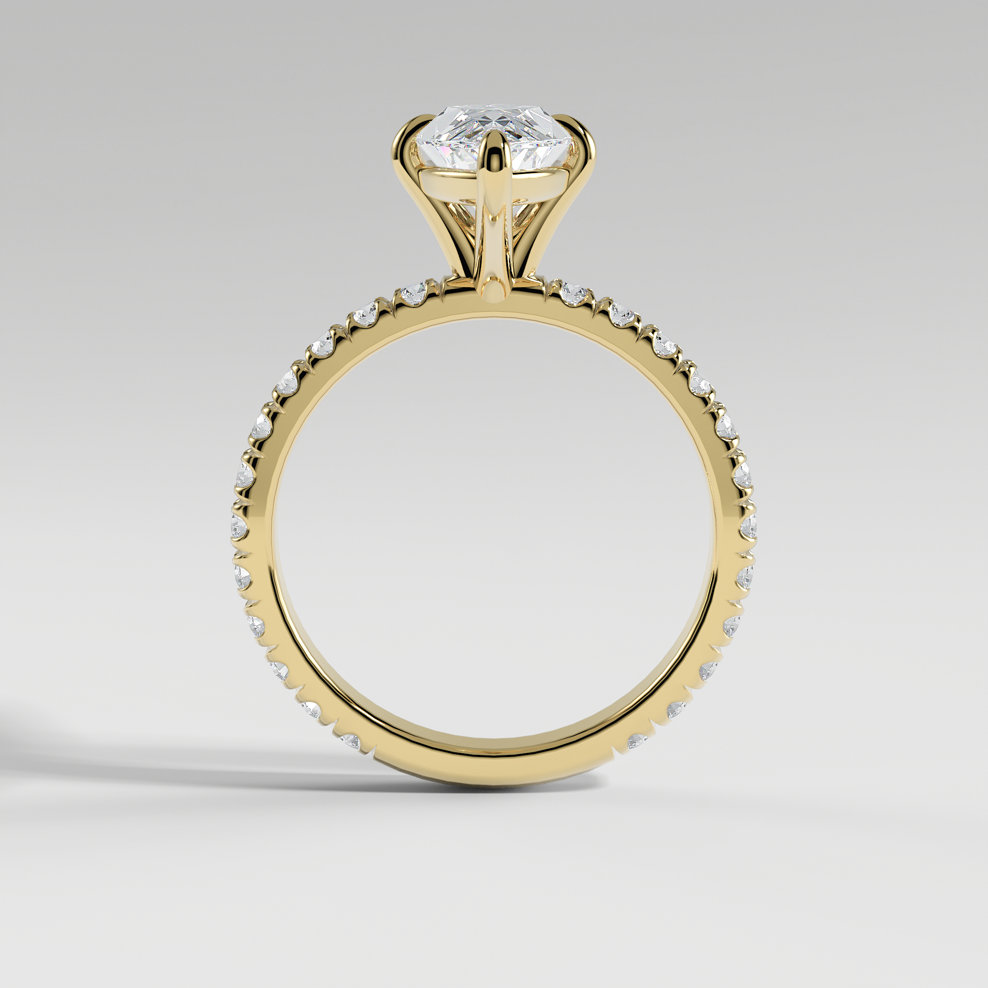 ANNA -  Marquise North–South Solitaire Engagement Ring with Pavé Diamond