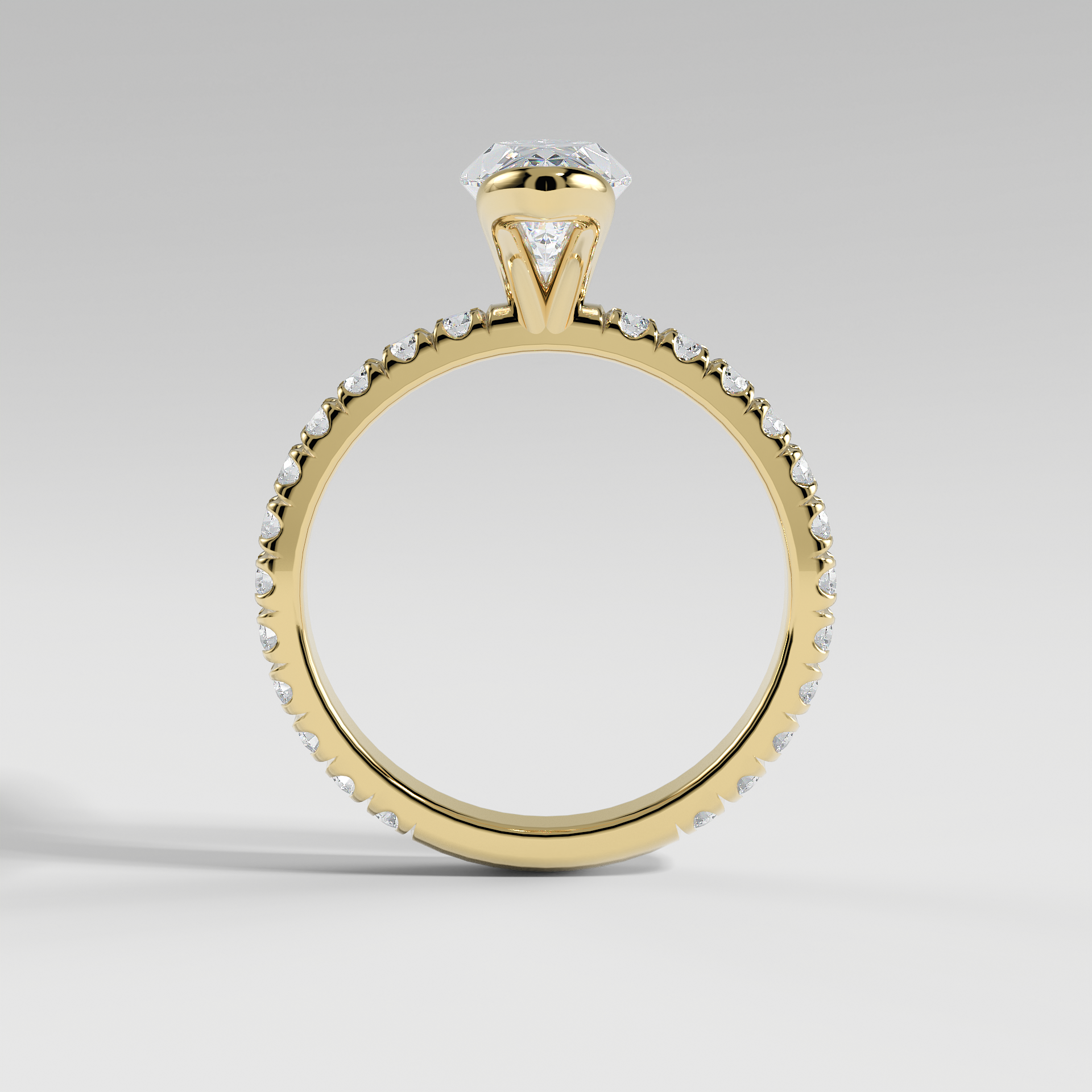 MAYA - Marquise Solitaire Engagement Ring with Pavé and Half Bezel Setting
